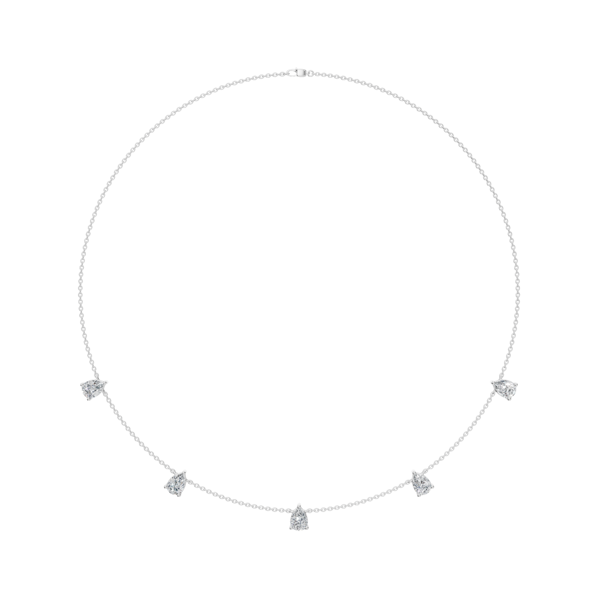3.30Ctw Fine Jewelry Pear Diamond Minimal Station Necklace