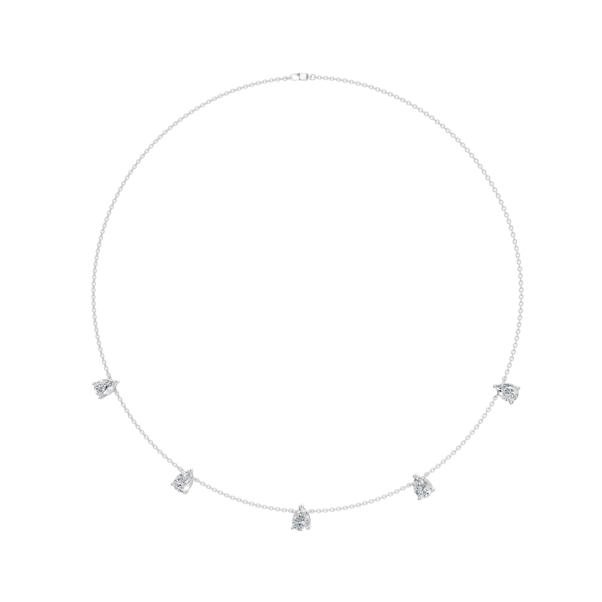3.30Ctw Fine Jewelry Pear Diamond Minimal Station Necklace