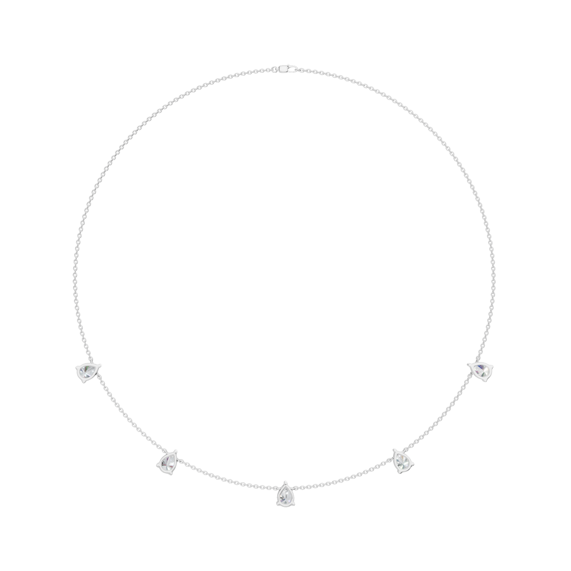 3.30Ctw Fine Jewelry Pear Diamond Minimal Station Necklace
