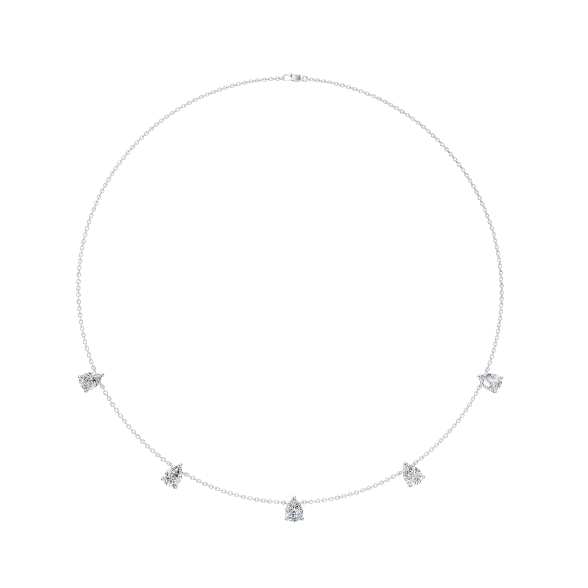 3.30Ctw Fine Jewelry Pear Diamond Minimal Station Necklace