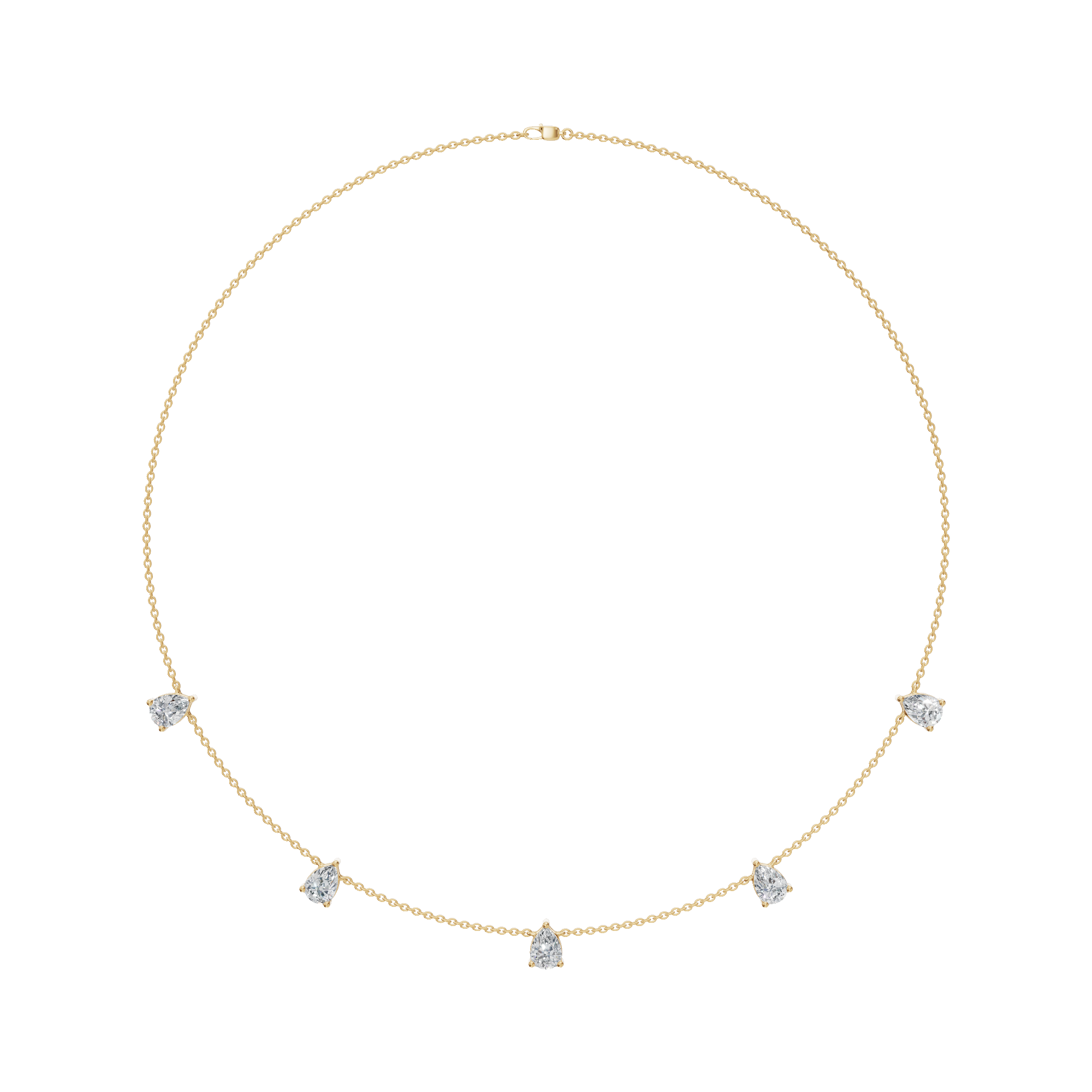 3.30Ctw Fine Jewelry Pear Diamond Minimal Station Necklace