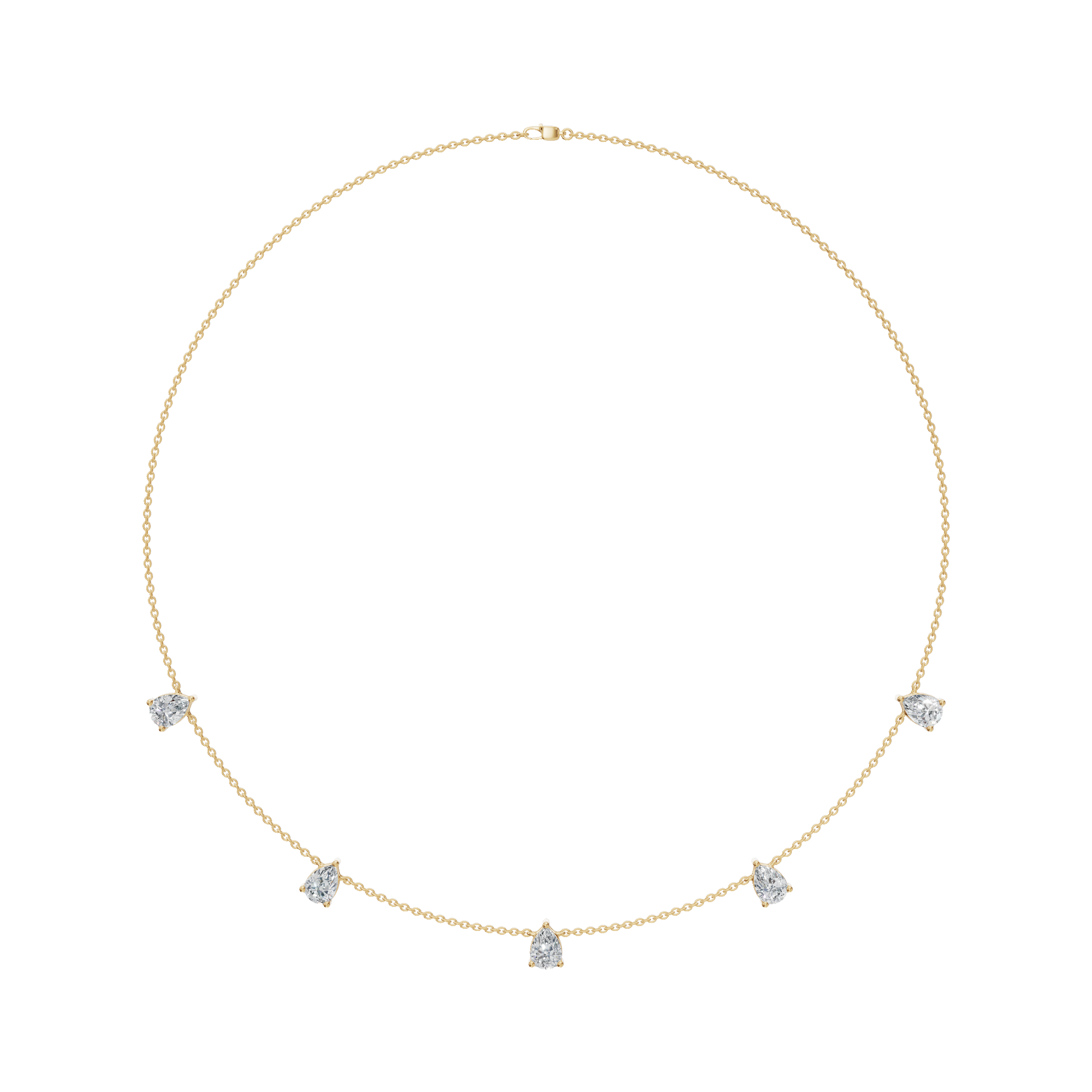 3.30Ctw Fine Jewelry Pear Diamond Minimal Station Necklace