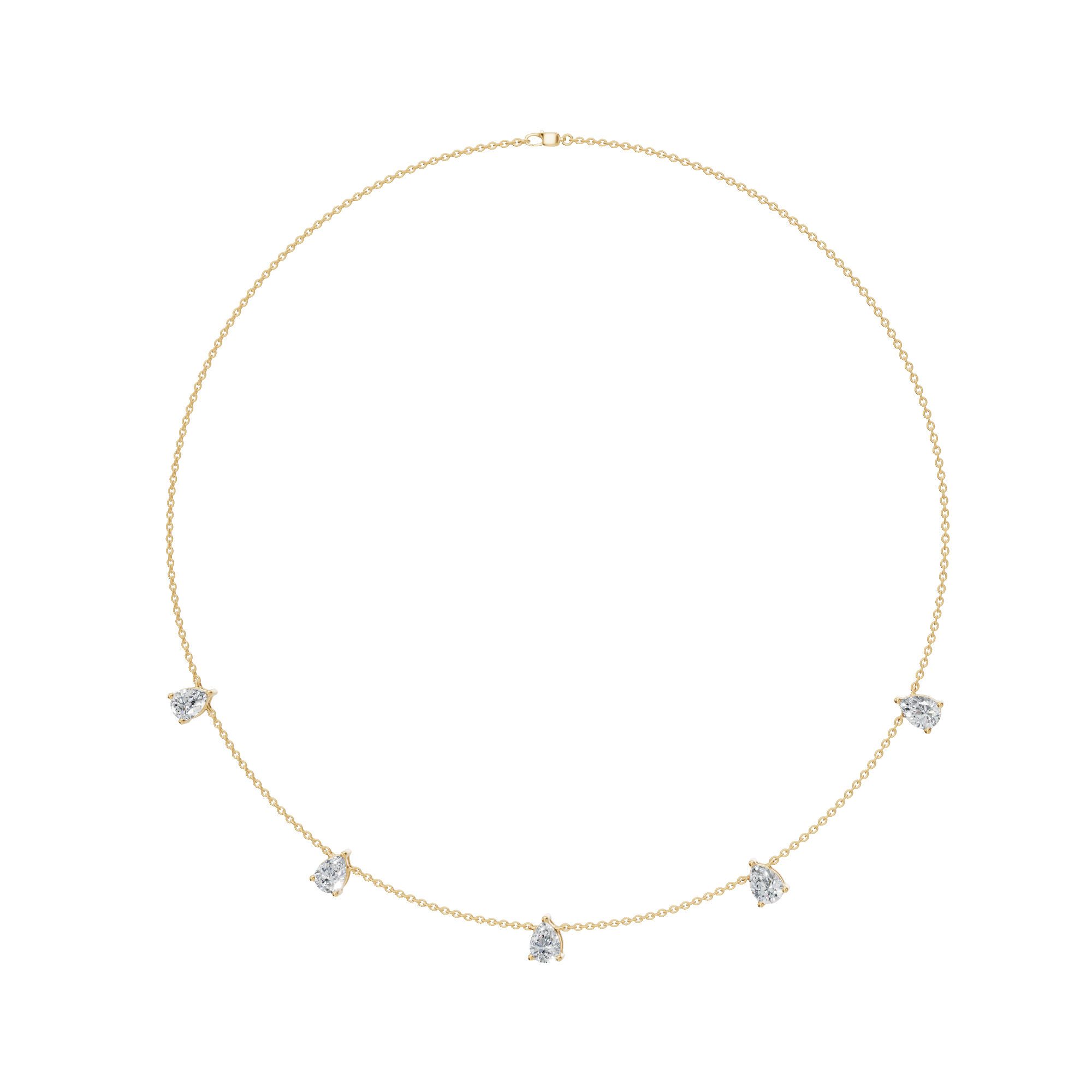 3.30Ctw Fine Jewelry Pear Diamond Minimal Station Necklace