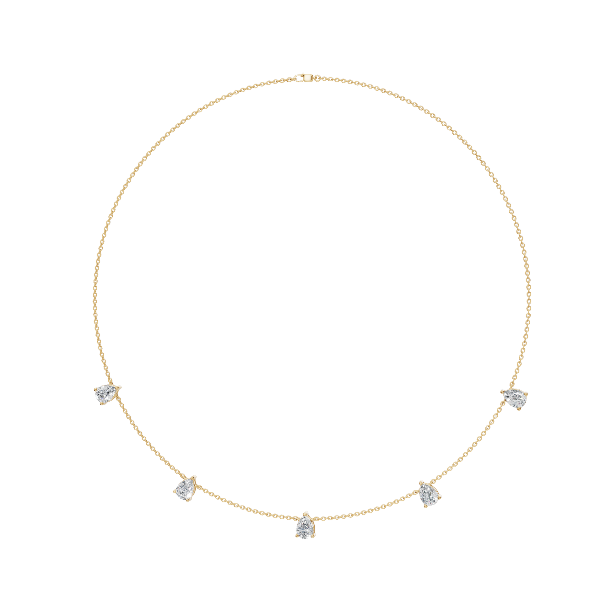 3.30Ctw Fine Jewelry Pear Diamond Minimal Station Necklace
