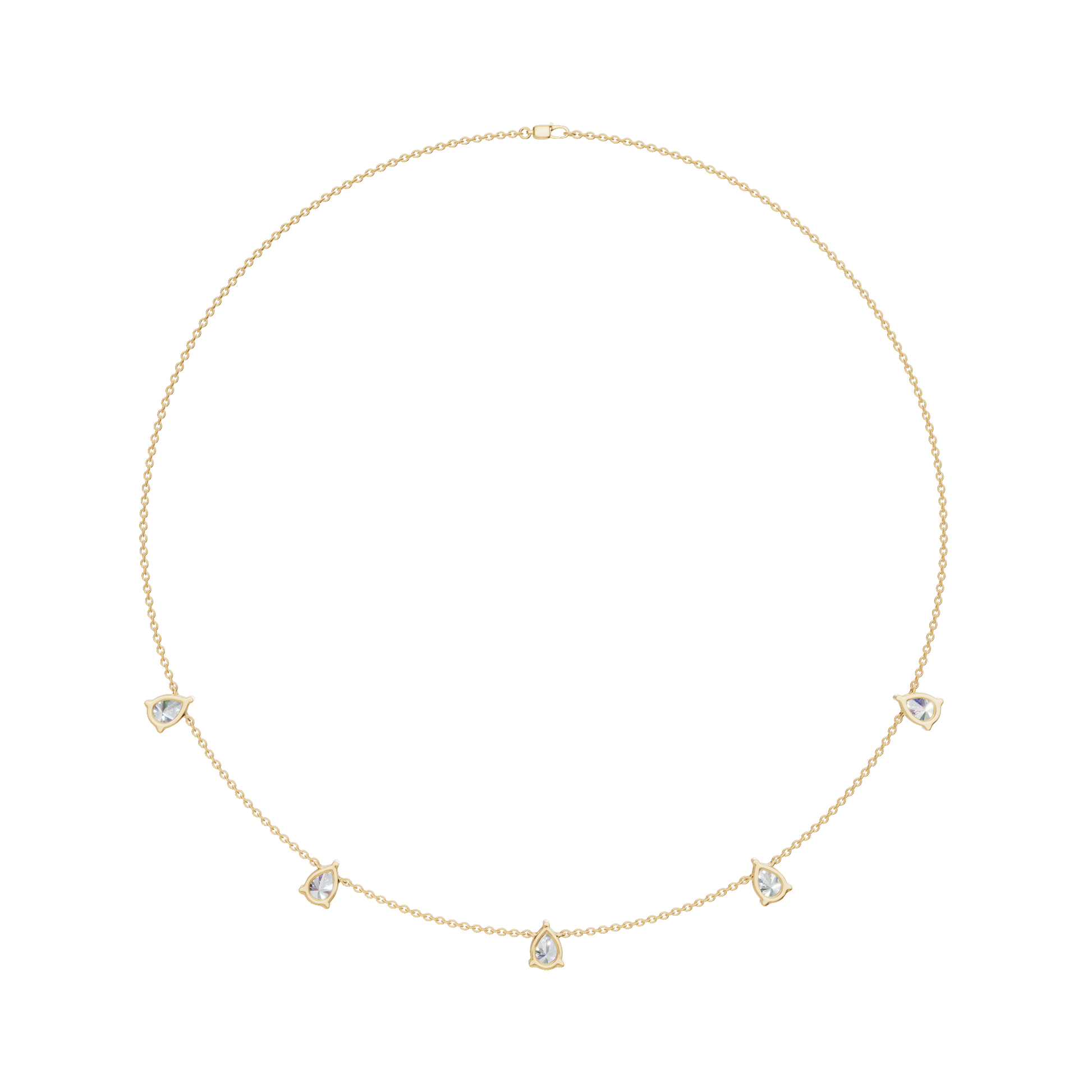 3.30Ctw Fine Jewelry Pear Diamond Minimal Station Necklace