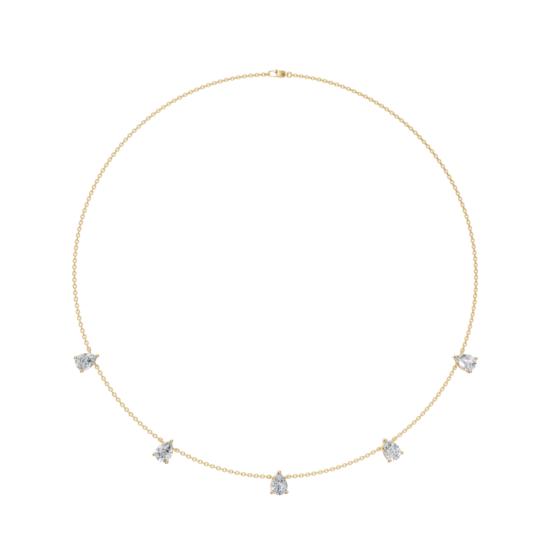 3.30Ctw Fine Jewelry Pear Diamond Minimal Station Necklace