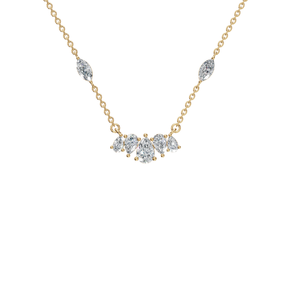 1.97 Ctw Modern Oval and Marquise Diamond Statement Pendant Necklace