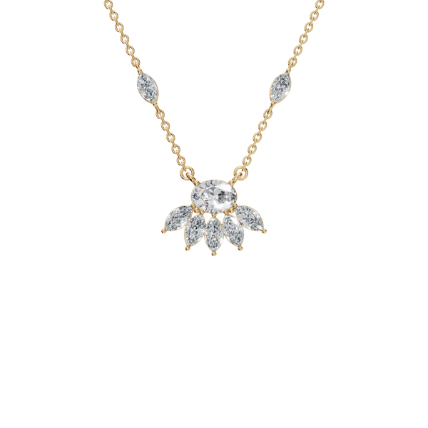 2.44 Ctw Stylish Oval & Marquise Diamond Statement Pendant Necklace