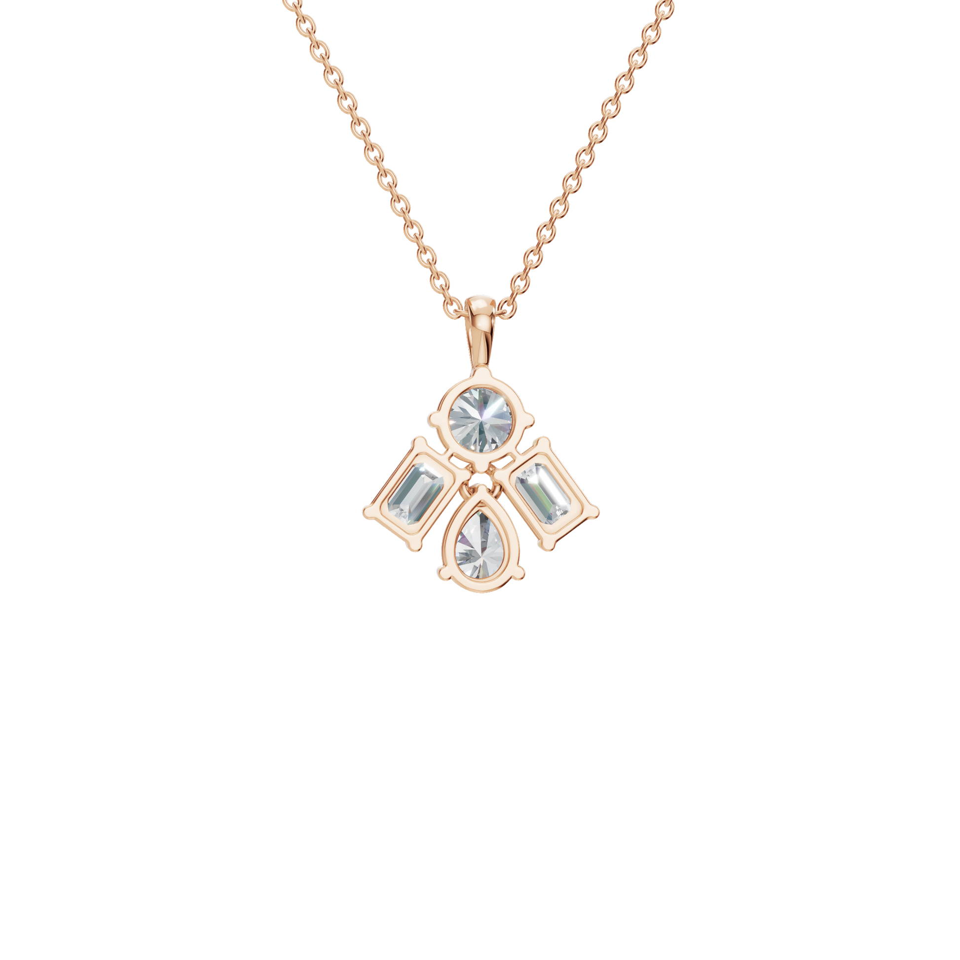 3.67 CTW Round, Pear & Emerald Diamond Drop Necklace
