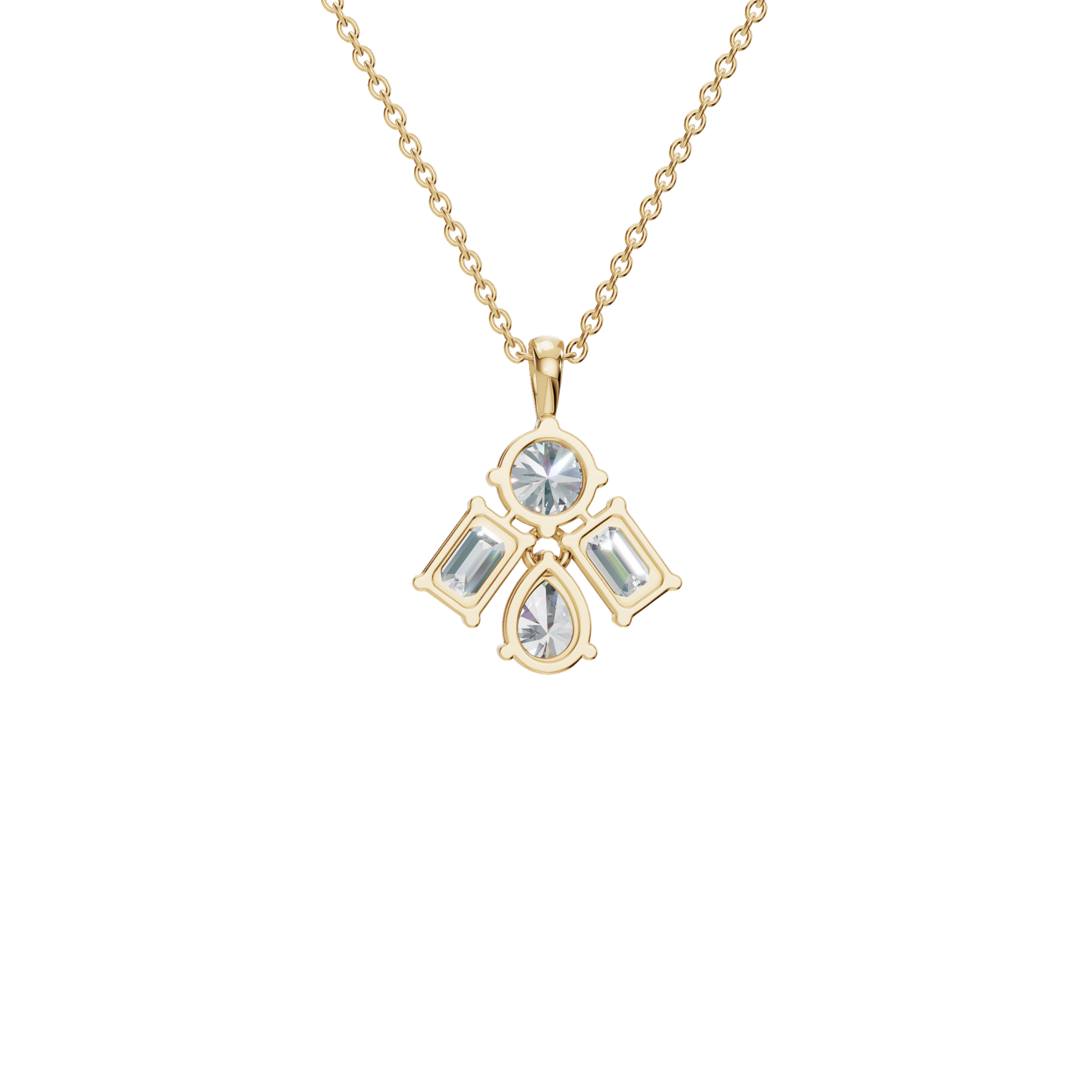 3.67 CTW Round, Pear & Emerald Diamond Drop Necklace