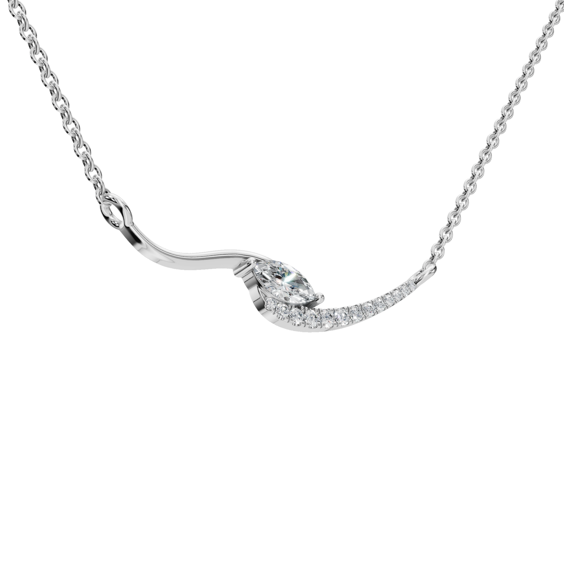 Eternal Glow Curve Lab Grown Diamond Necklace – Precious Minimal Festival Jewelry