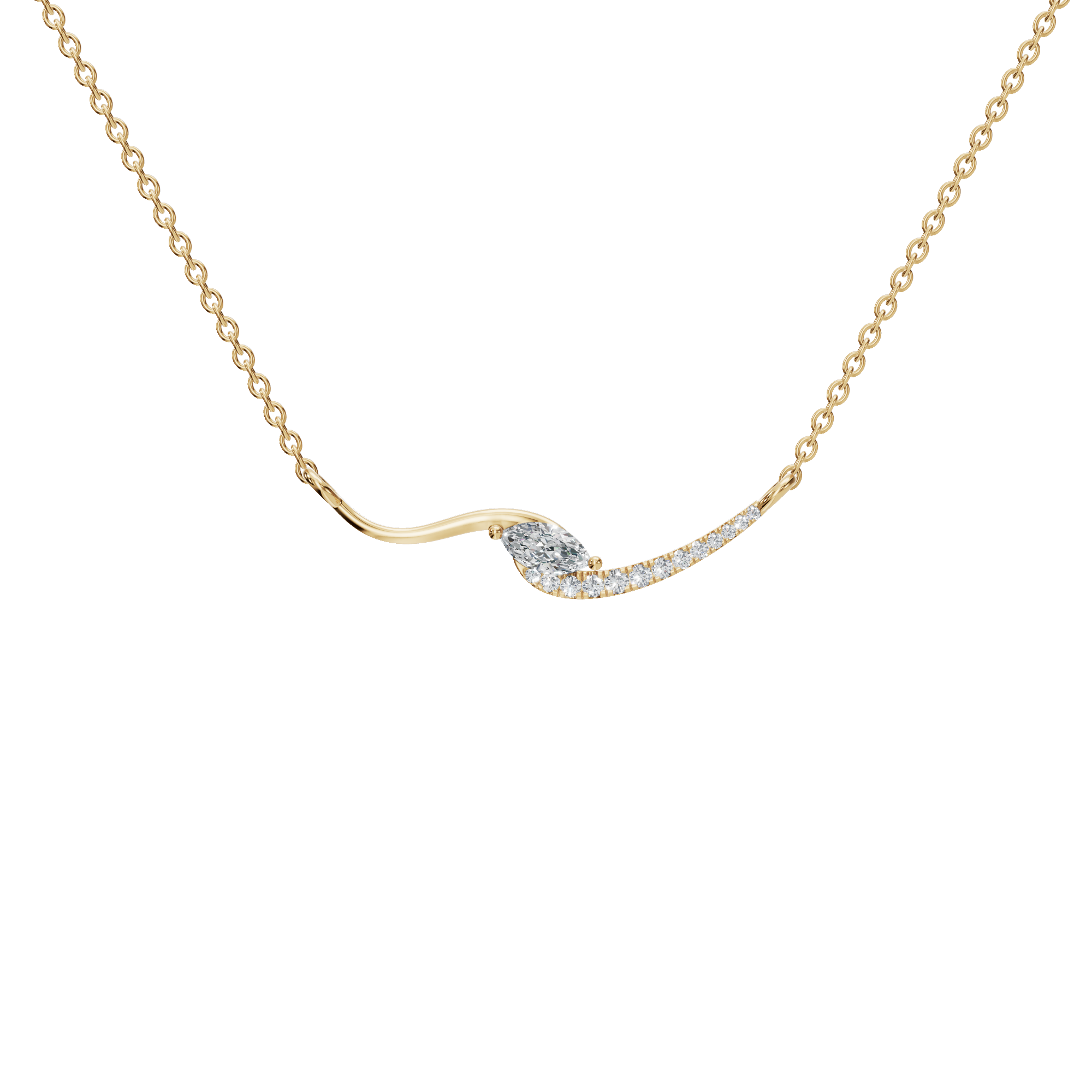 Eternal Glow Curve Lab Grown Diamond Necklace – Precious Minimal Festival Jewelry