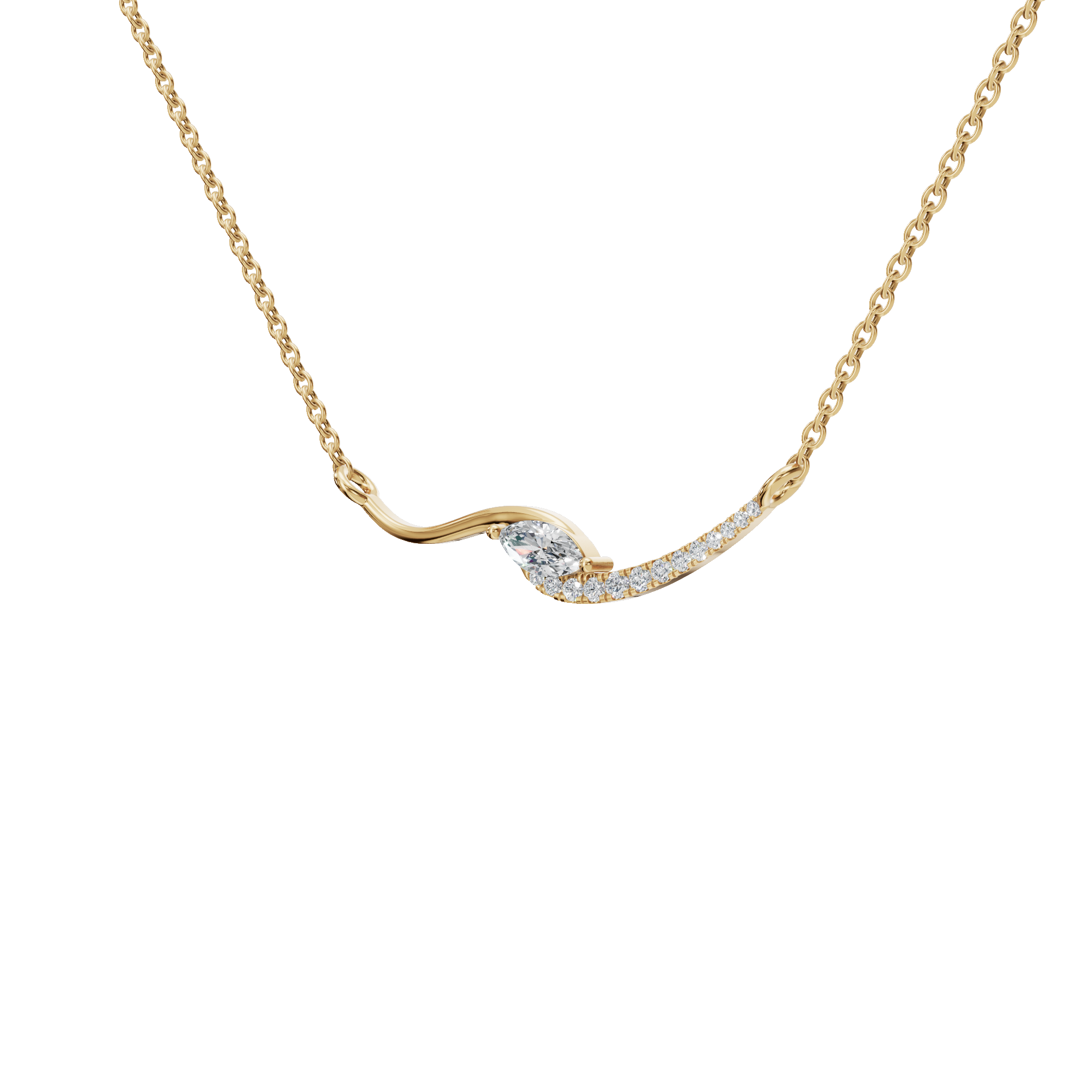 Eternal Glow Curve Lab Grown Diamond Necklace – Precious Minimal Festival Jewelry