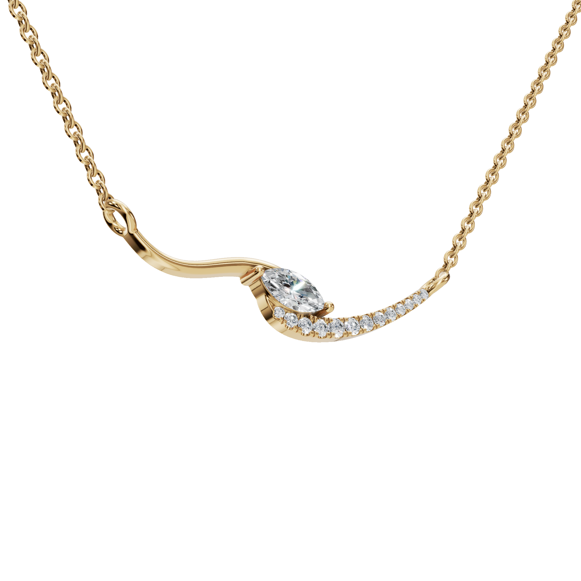 Eternal Glow Curve Lab Grown Diamond Necklace – Precious Minimal Festival Jewelry