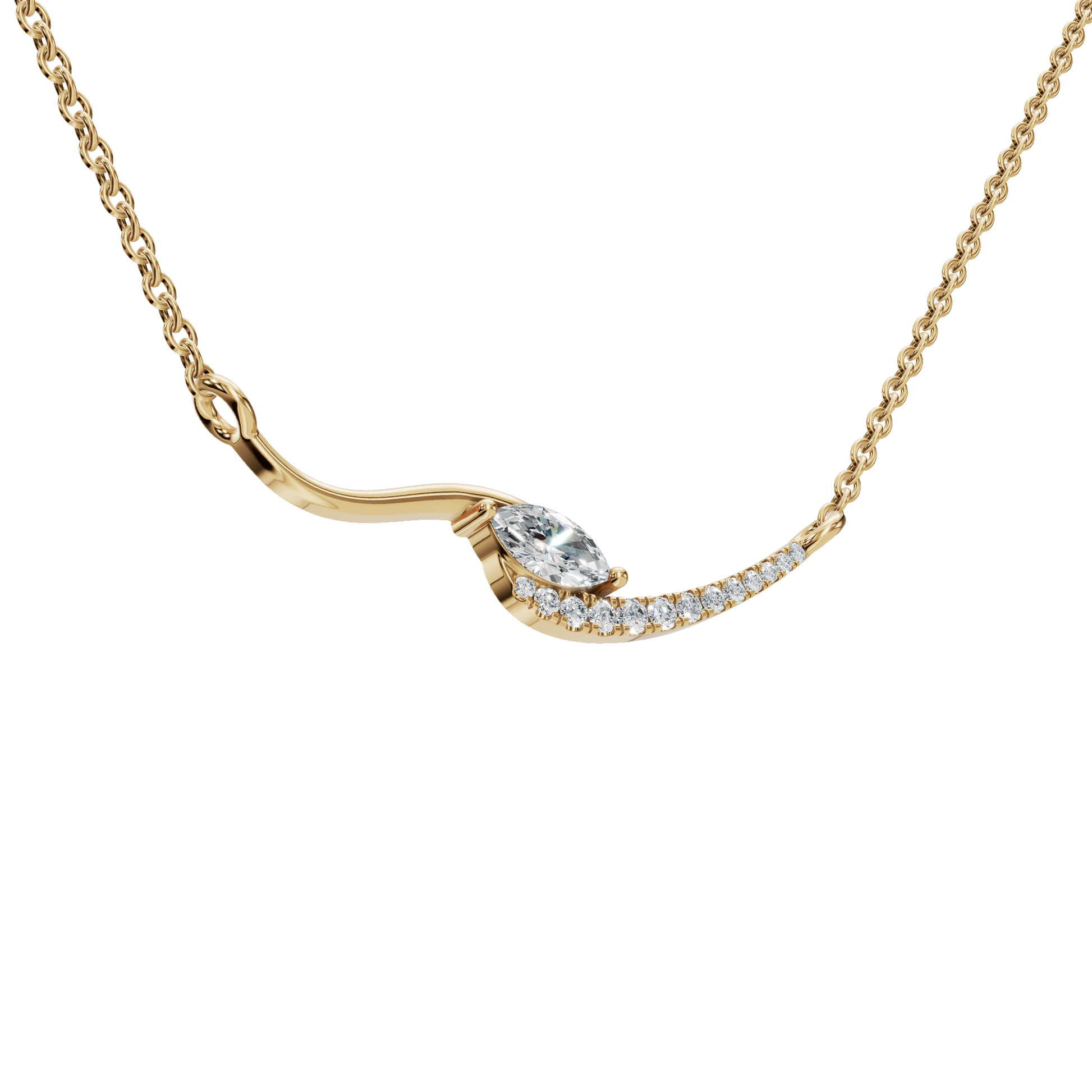 Eternal Glow Curve Lab Grown Diamond Necklace – Precious Minimal Festival Jewelry