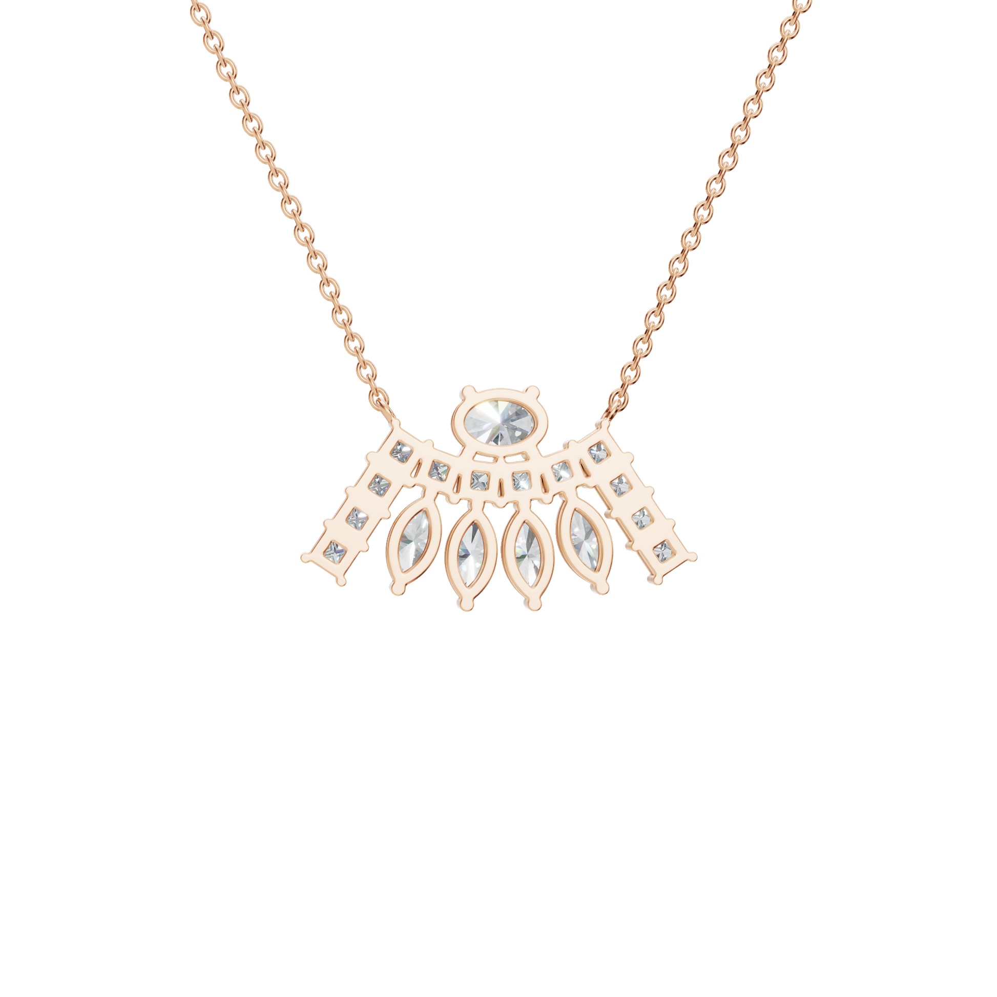 2.63Ctw Multi-Shape Diamond Statement Solid Gold Necklace