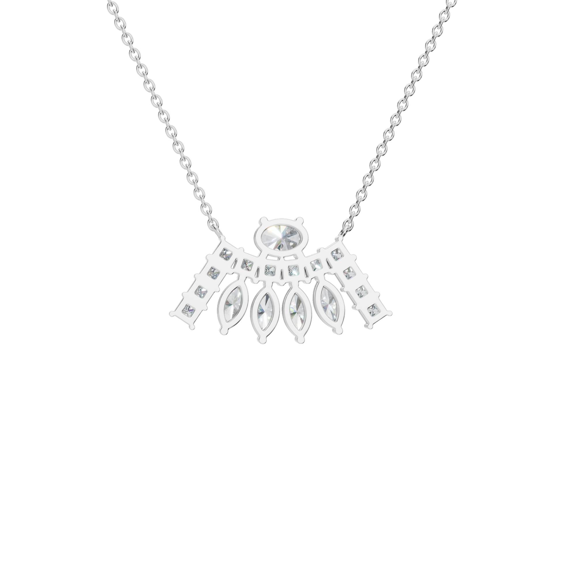 2.63Ctw Multi-Shape Diamond Statement Solid Gold Necklace