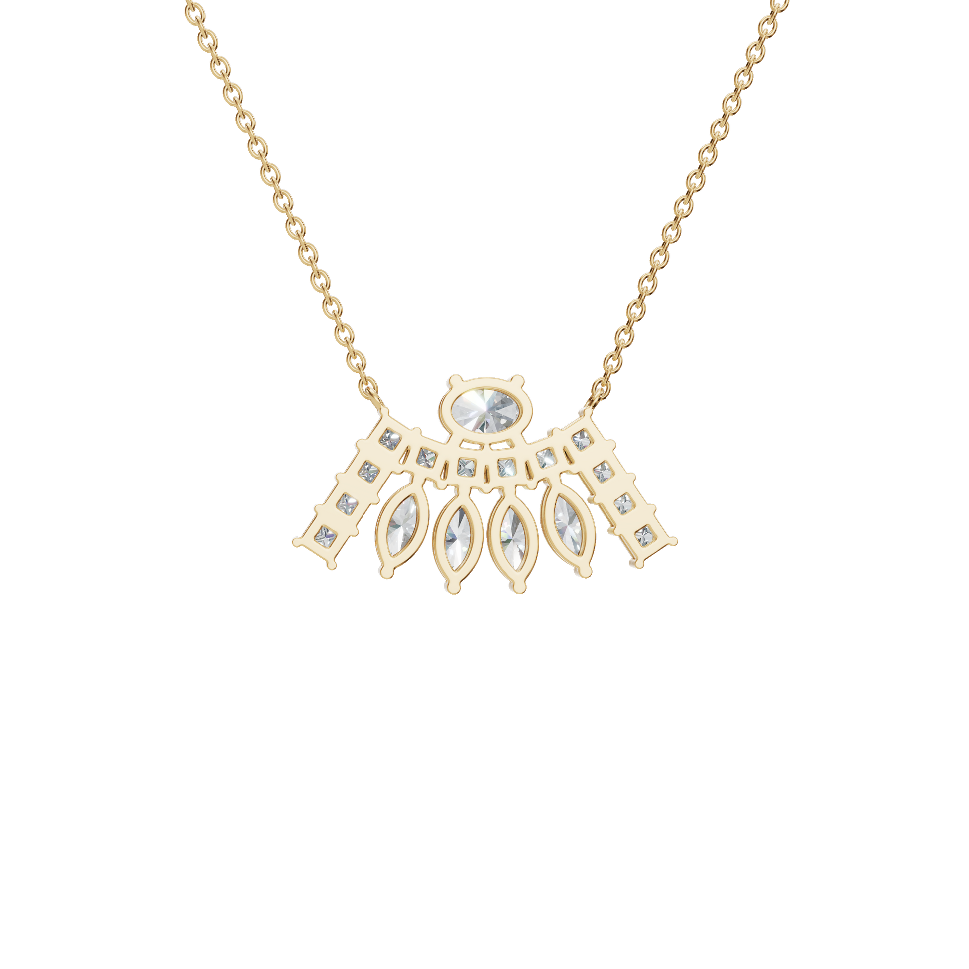 2.63Ctw Multi-Shape Diamond Statement Solid Gold Necklace