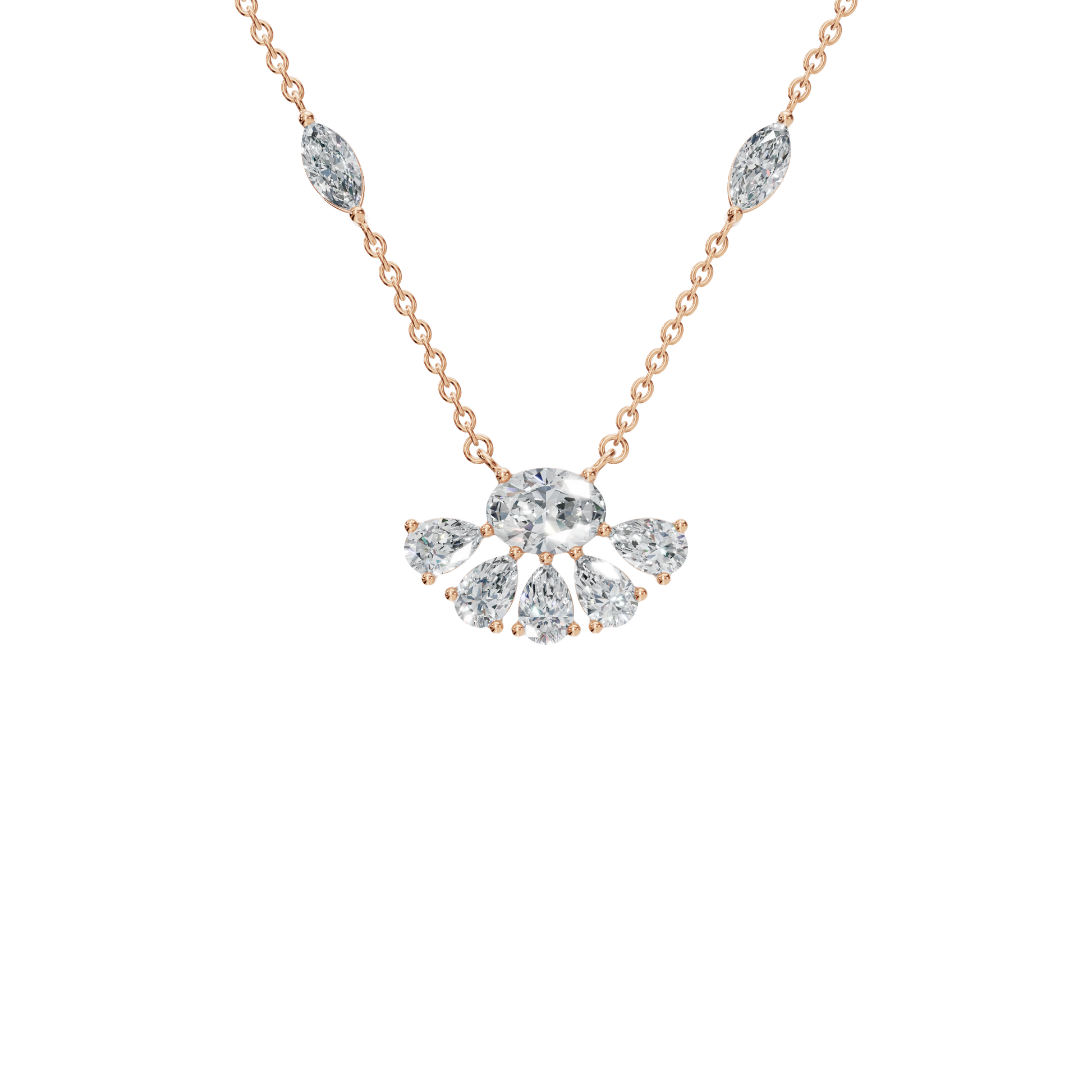 2.25 CTW Diamond Necklace – Elegant Multi Shape Fan Design