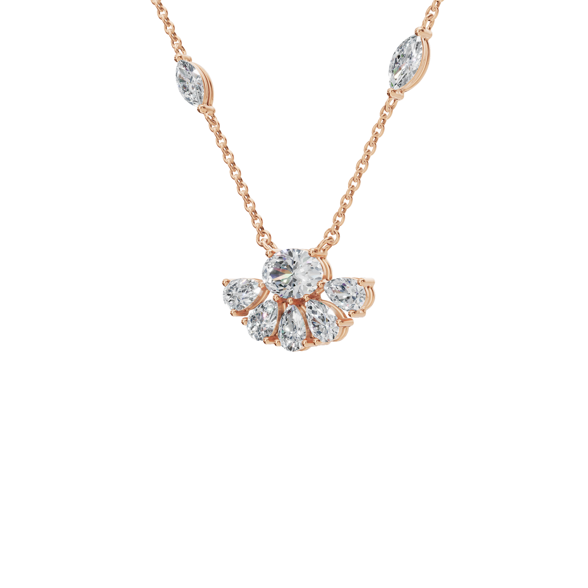 2.25 CTW Diamond Necklace – Elegant Multi Shape Fan Design