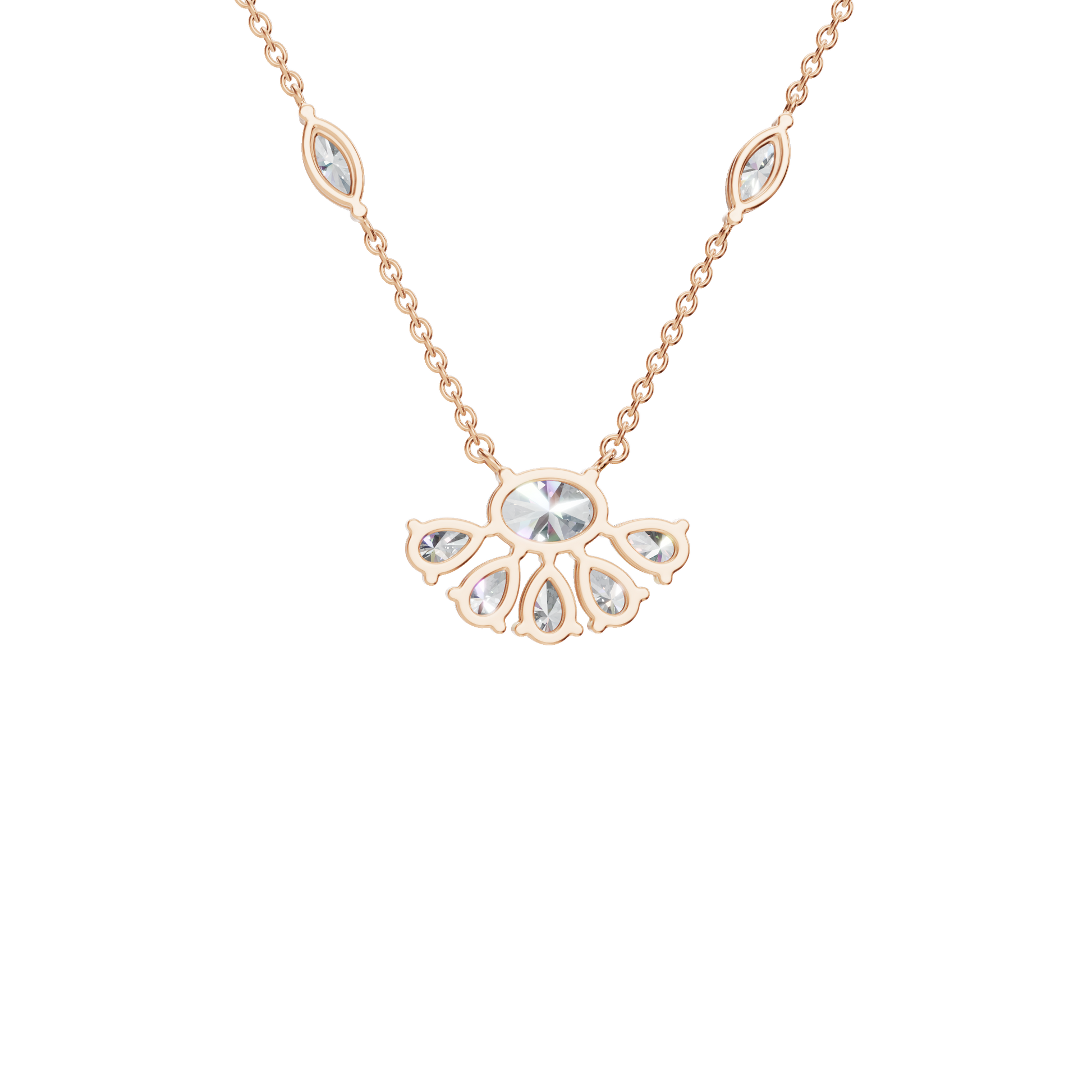 2.25 CTW Diamond Necklace – Elegant Multi Shape Fan Design