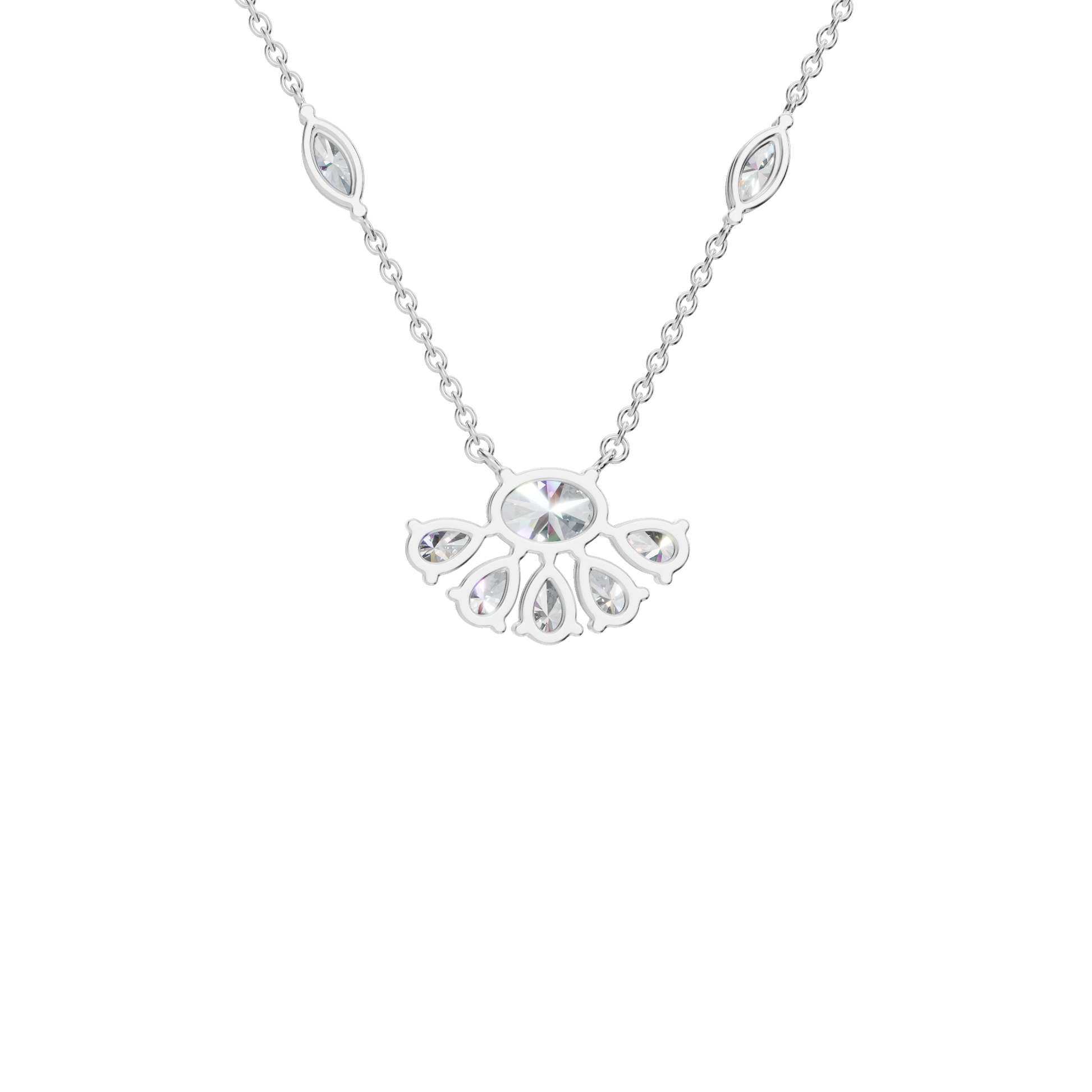 2.25 CTW Diamond Necklace – Elegant Multi Shape Fan Design