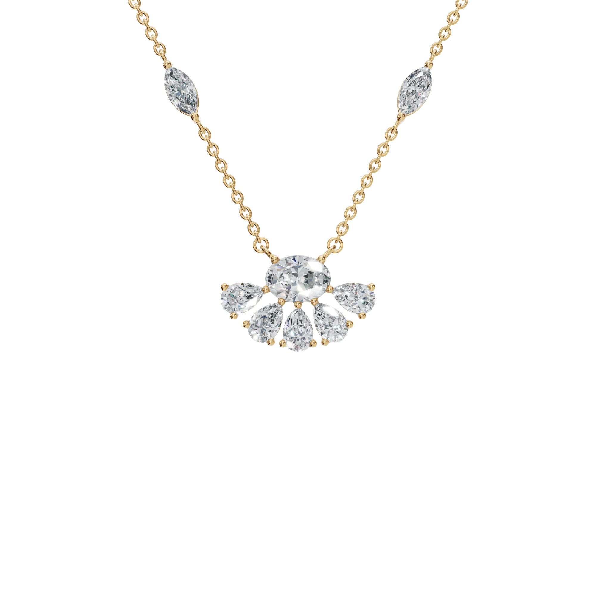 2.25 CTW Diamond Necklace – Elegant Multi Shape Fan Design