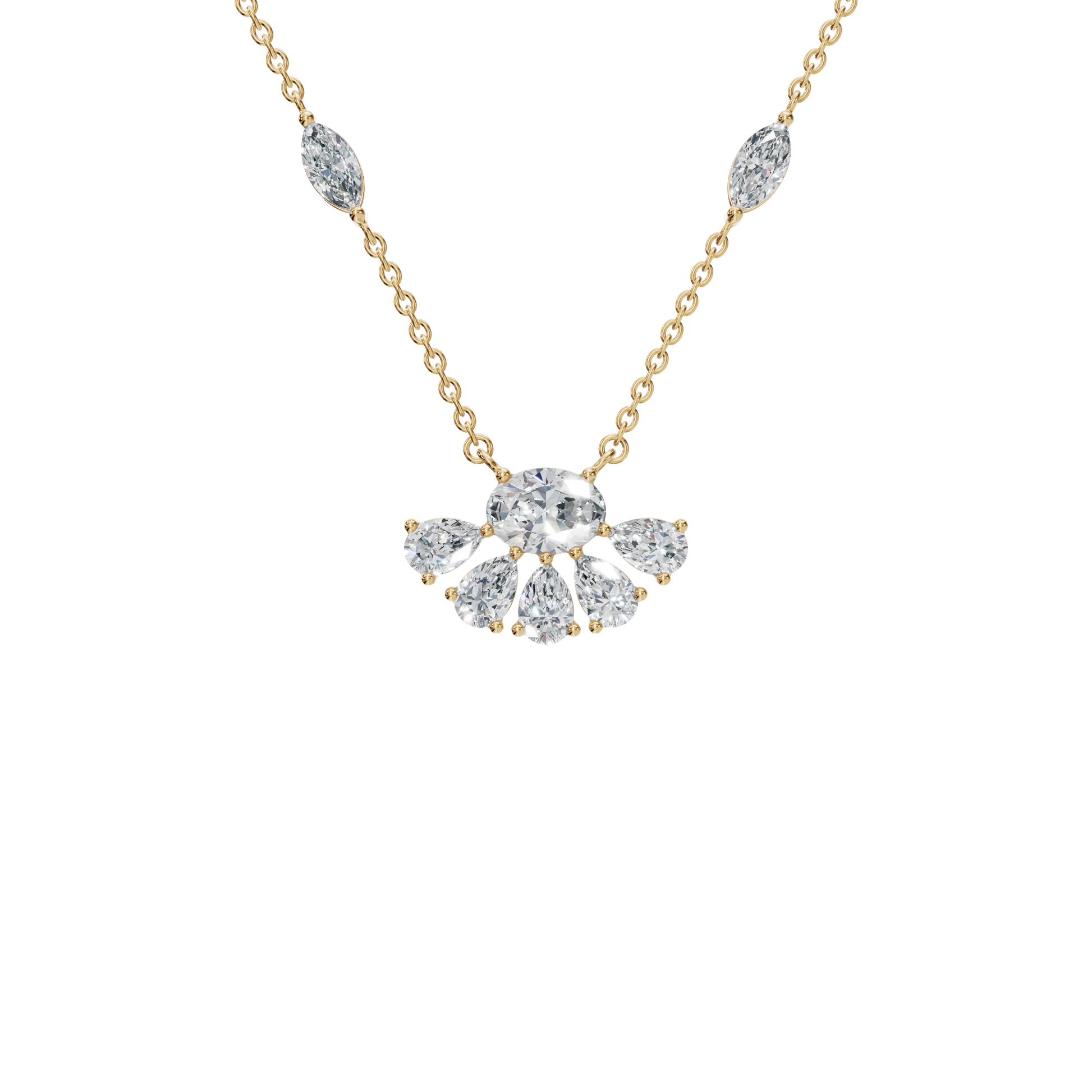 2.25 CTW Diamond Necklace – Elegant Multi Shape Fan Design