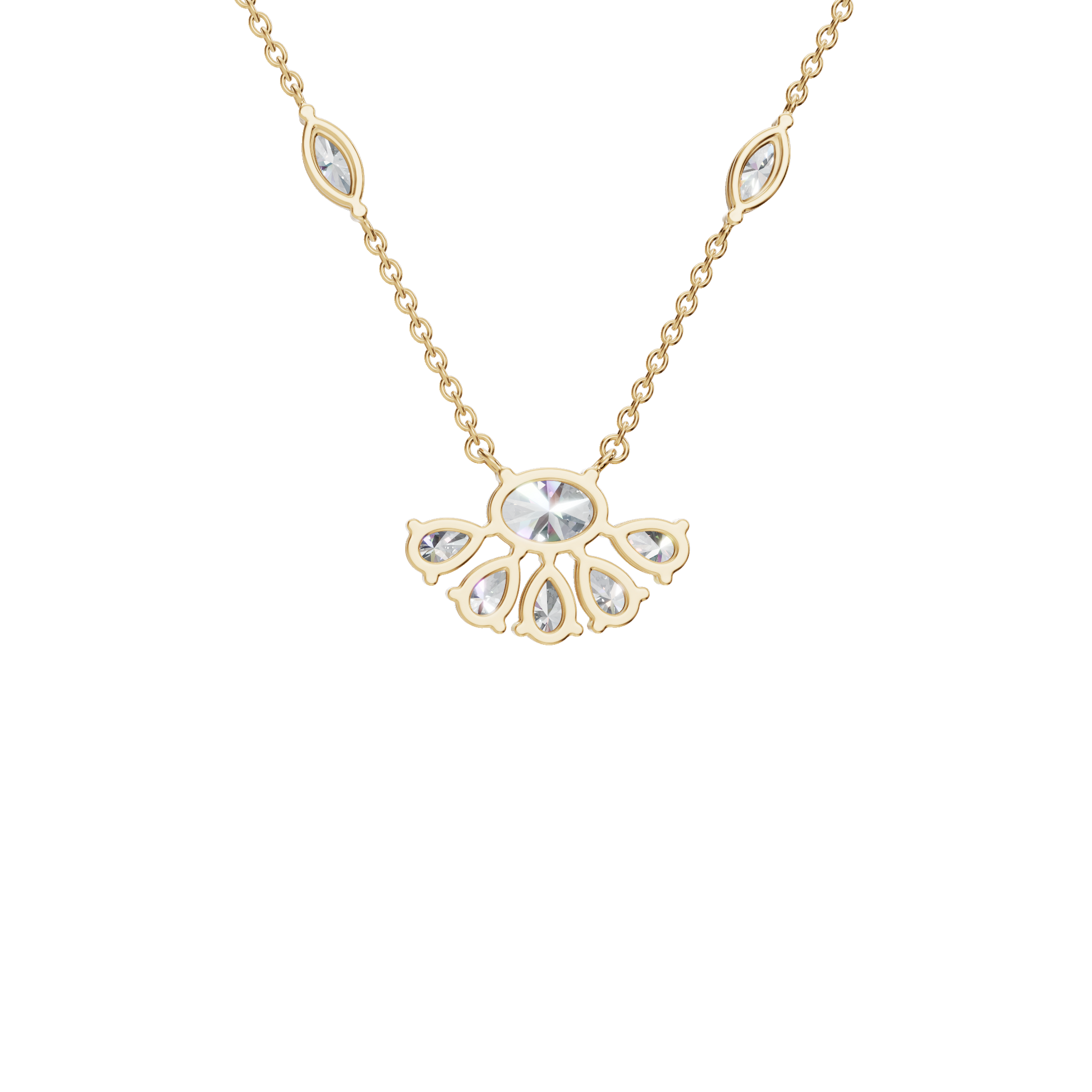 2.25 CTW Diamond Necklace – Elegant Multi Shape Fan Design
