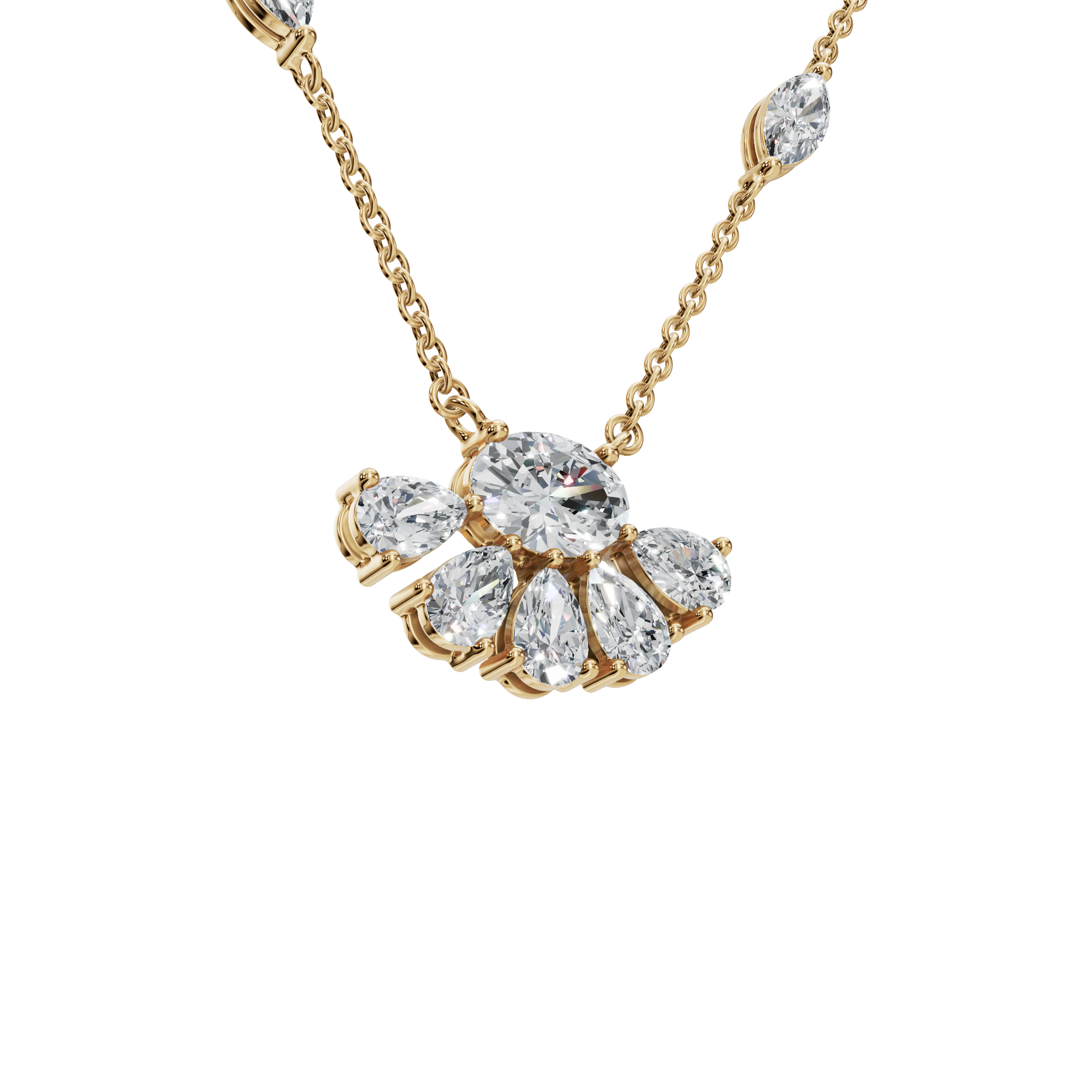 2.25 CTW Diamond Necklace – Elegant Multi Shape Fan Design