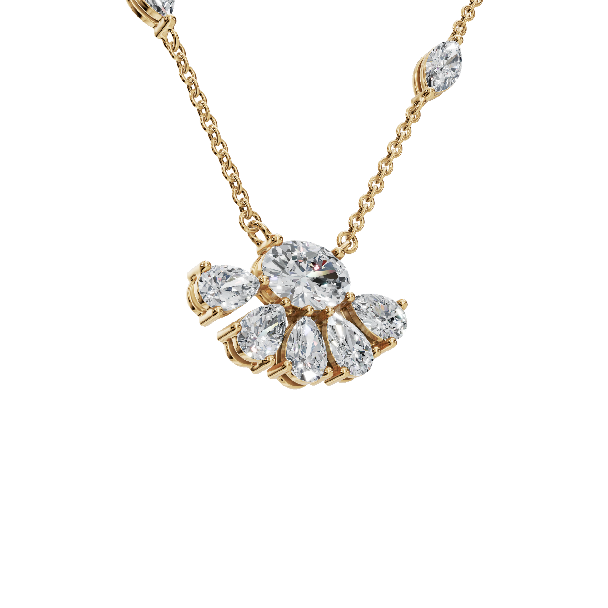 2.25 CTW Diamond Necklace – Elegant Multi Shape Fan Design