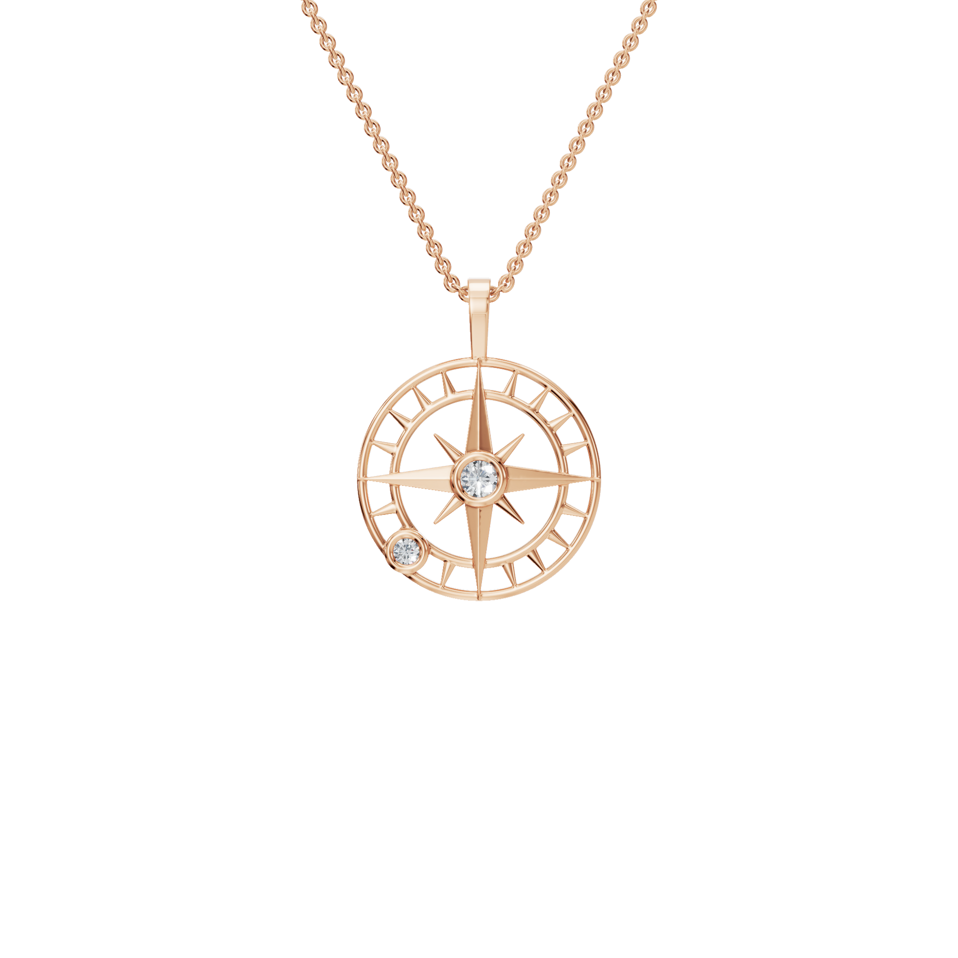 Celestial Compass Diamond Pendant Necklace – Gleaming Gold Luxury Holiday Jewelry Gift