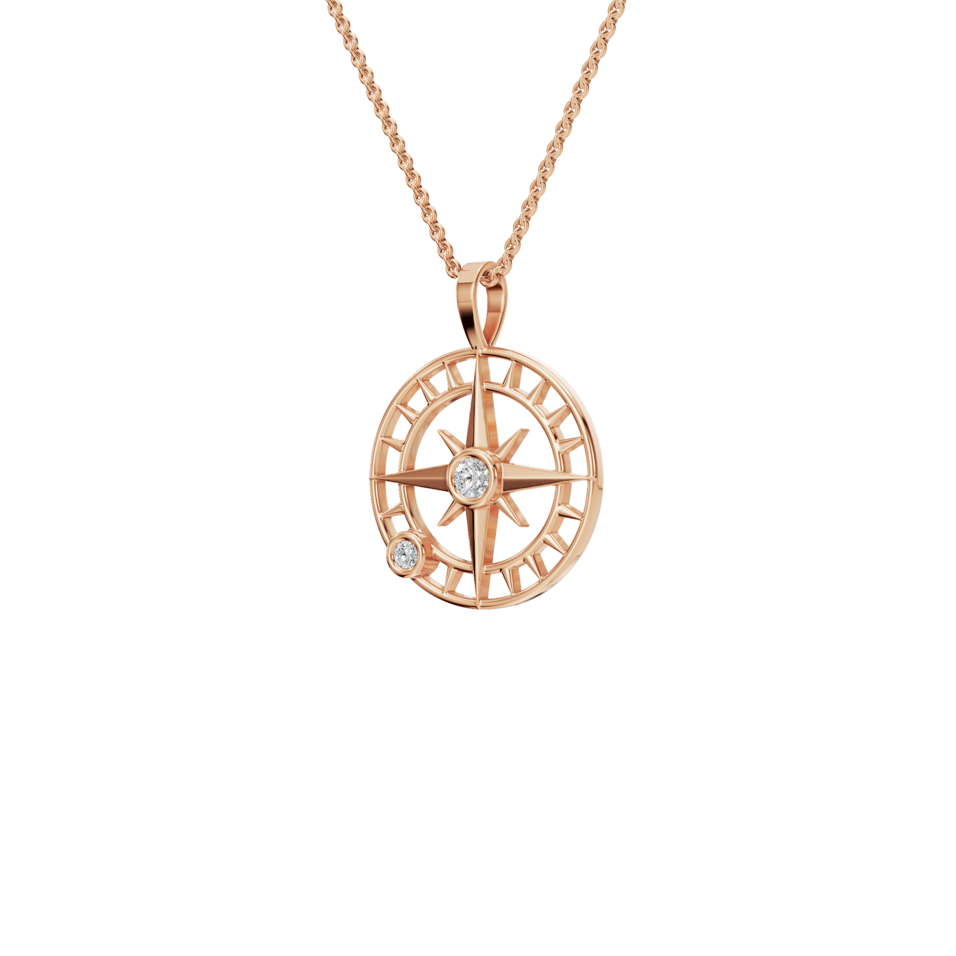 Celestial Compass Diamond Pendant Necklace – Gleaming Gold Luxury Holiday Jewelry Gift