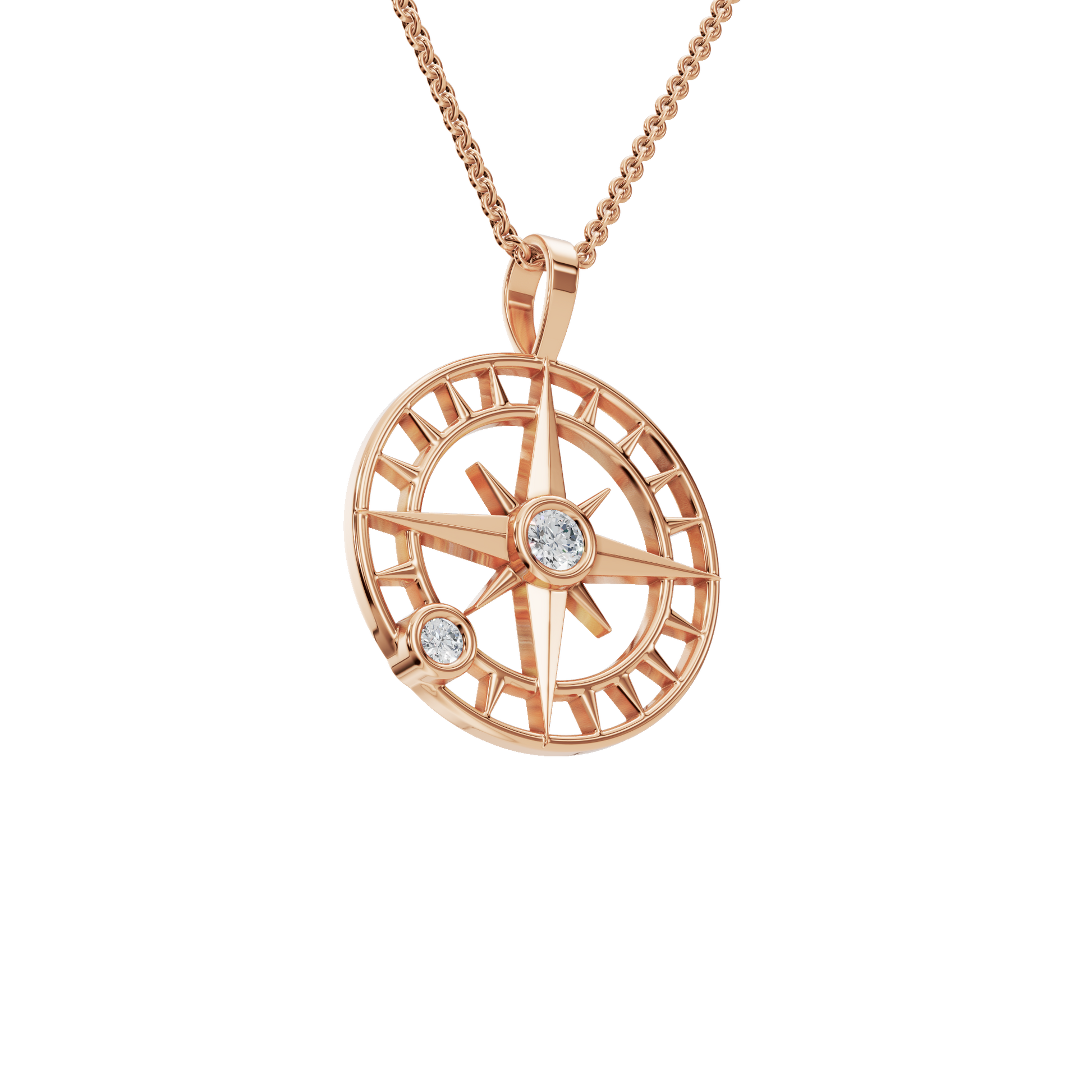 Celestial Compass Diamond Pendant Necklace – Gleaming Gold Luxury Holiday Jewelry Gift