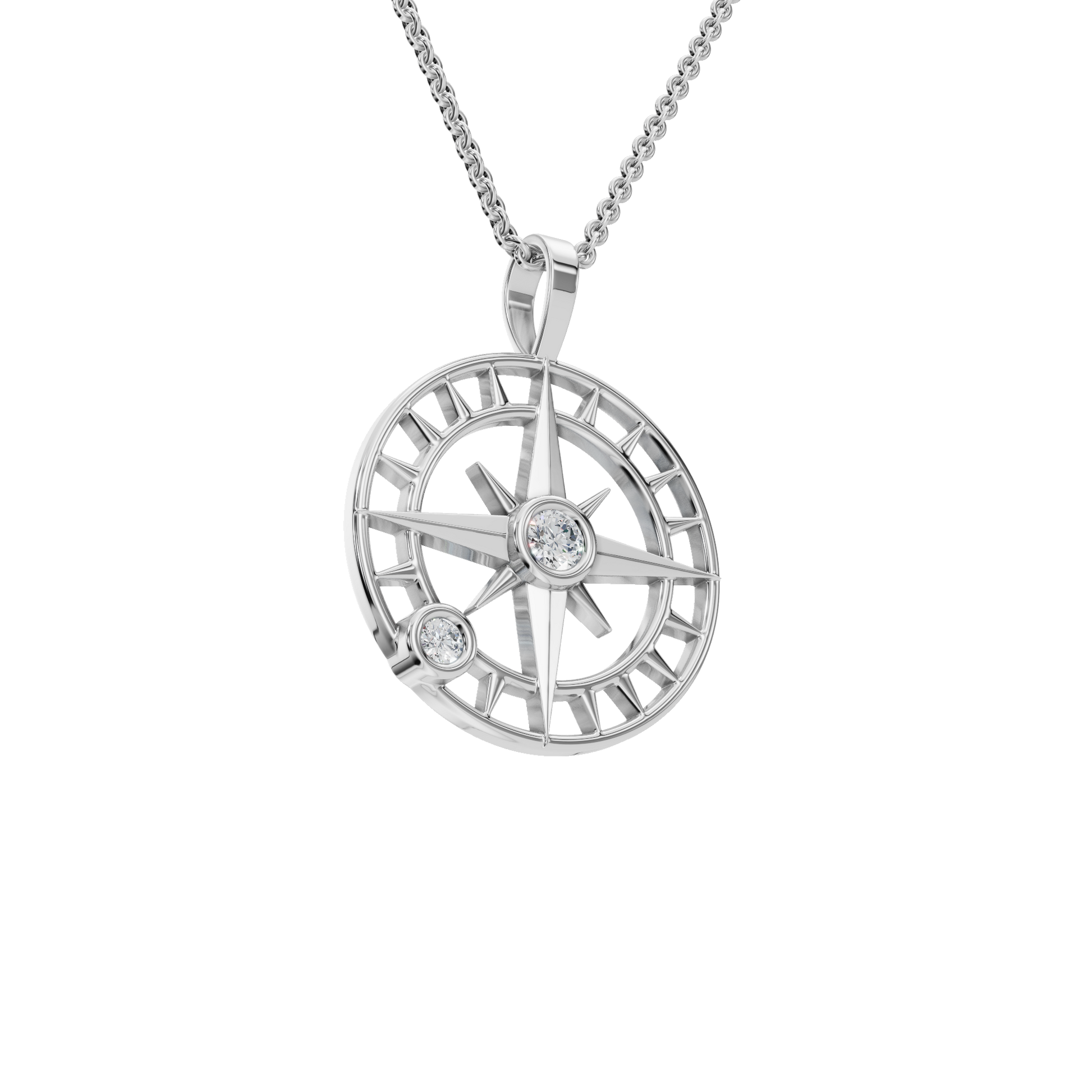 Celestial Compass Diamond Pendant Necklace – Gleaming Gold Luxury Holiday Jewelry Gift