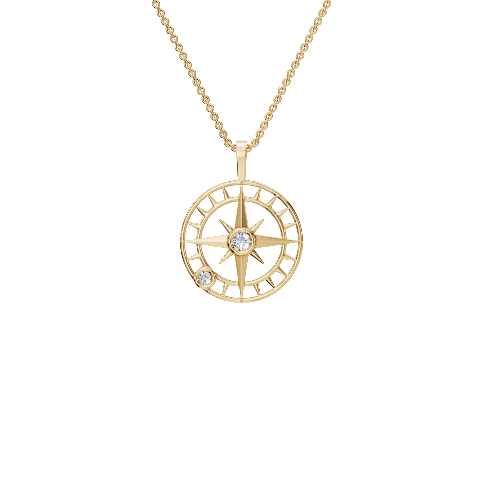 Celestial Compass Diamond Pendant Necklace – Gleaming Gold Luxury Holiday Jewelry Gift