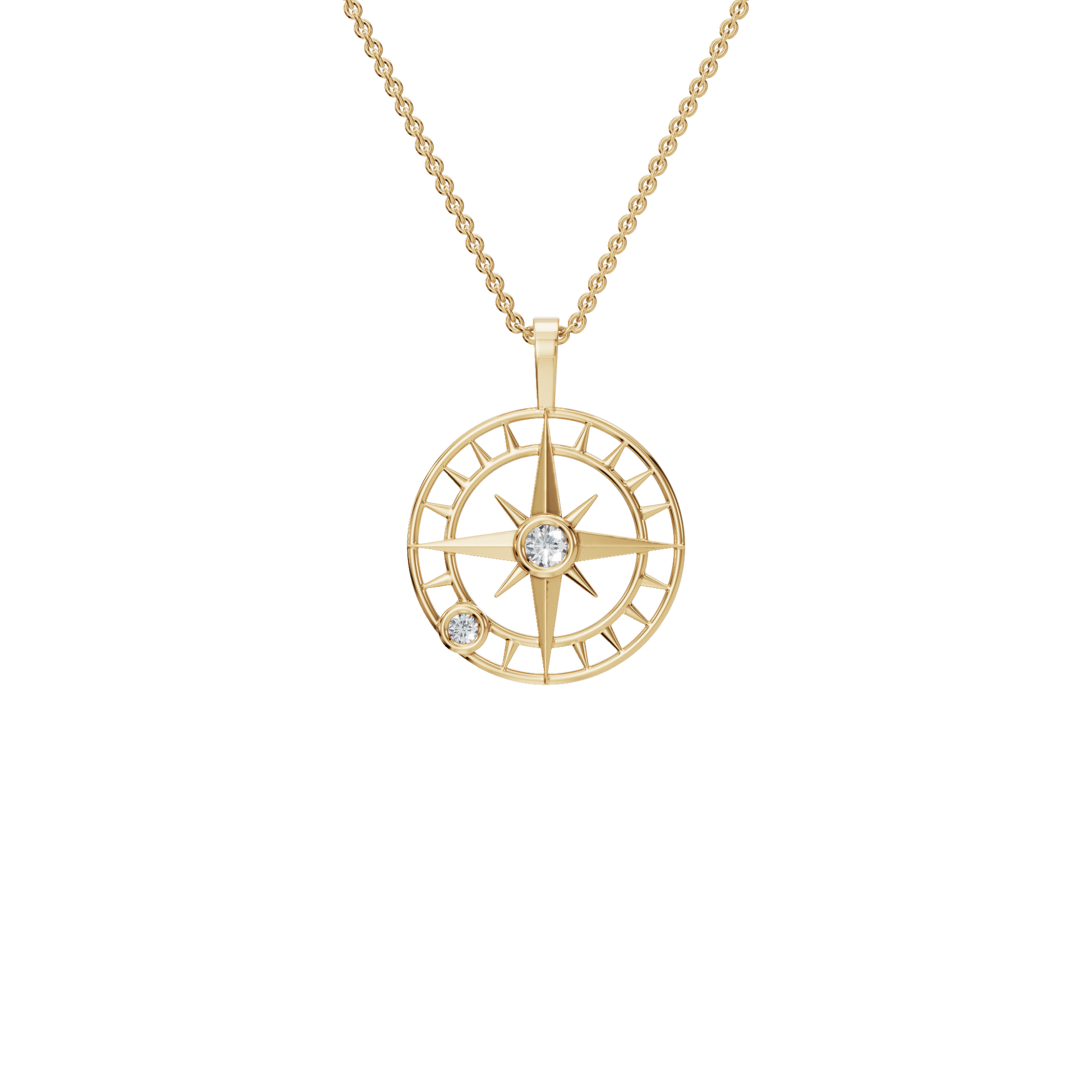 Celestial Compass Diamond Pendant Necklace – Gleaming Gold Luxury Holiday Jewelry Gift