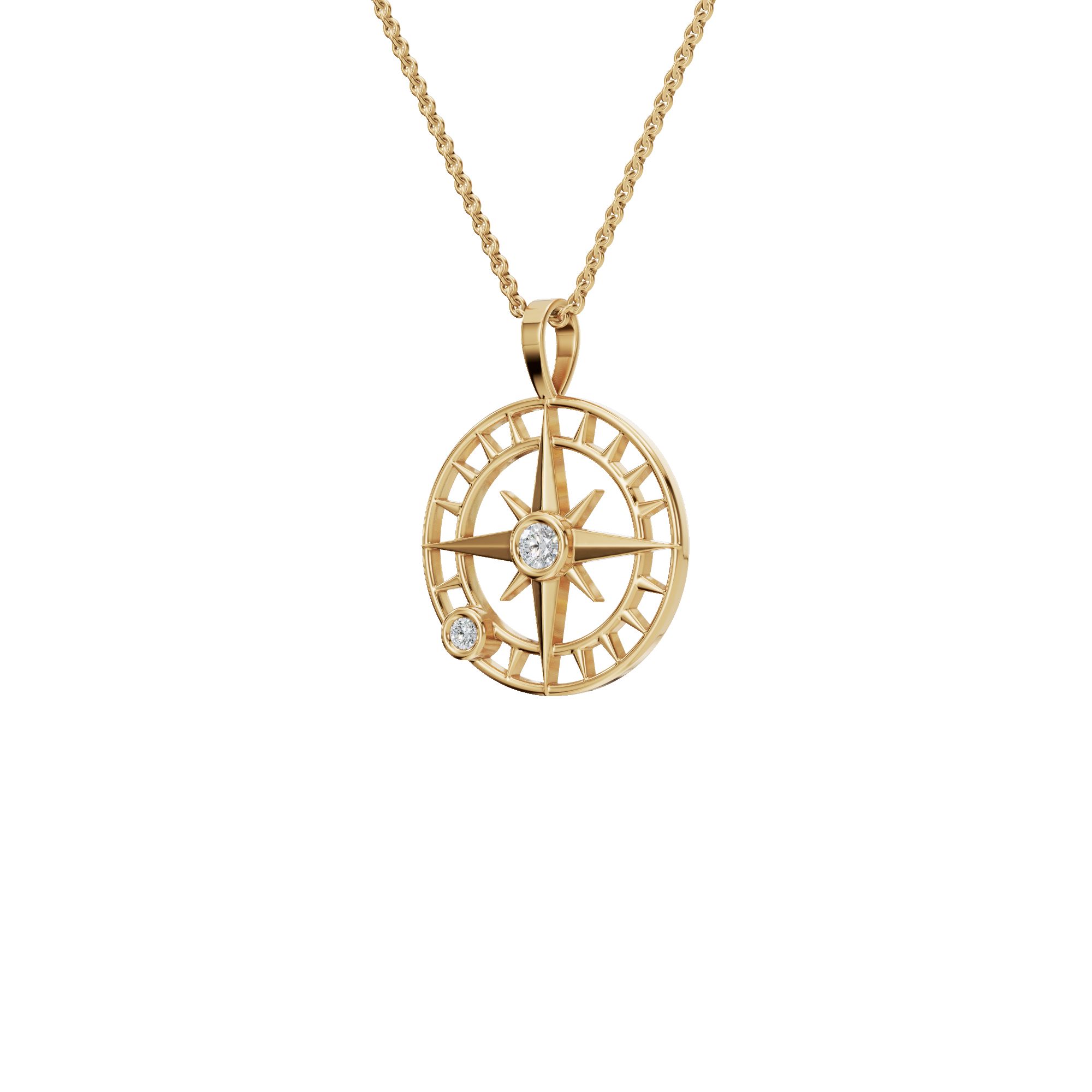 Celestial Compass Diamond Pendant Necklace – Gleaming Gold Luxury Holiday Jewelry Gift