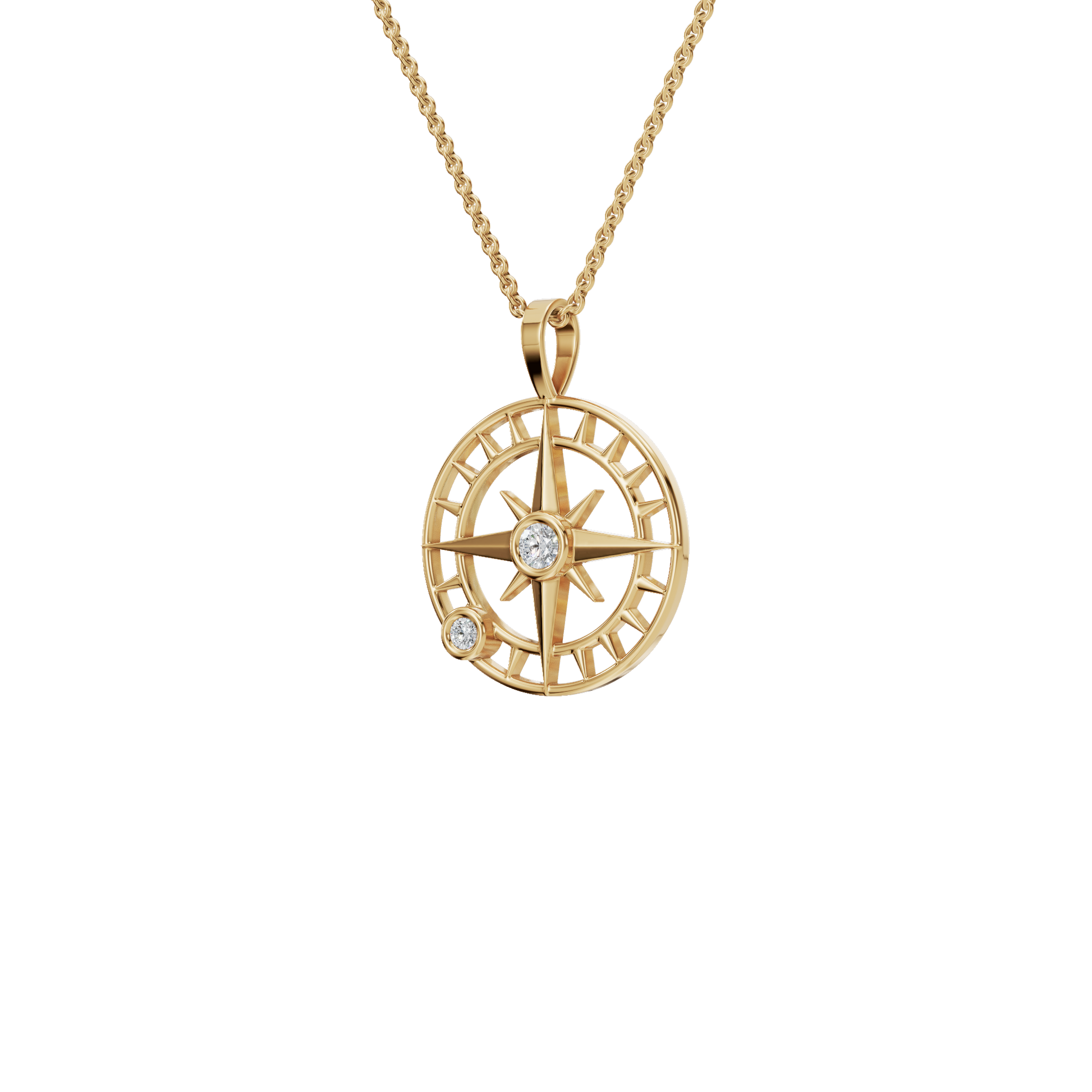 Celestial Compass Diamond Pendant Necklace – Gleaming Gold Luxury Holiday Jewelry Gift