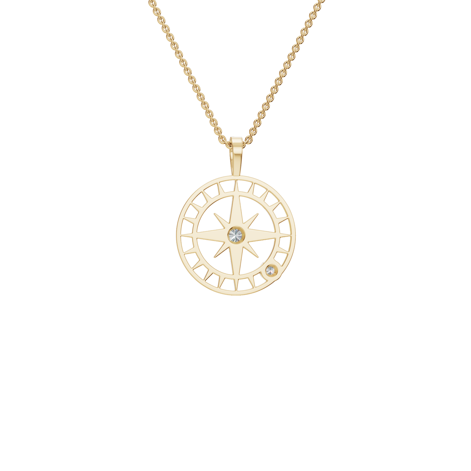Celestial Compass Diamond Pendant Necklace – Gleaming Gold Luxury Holiday Jewelry Gift