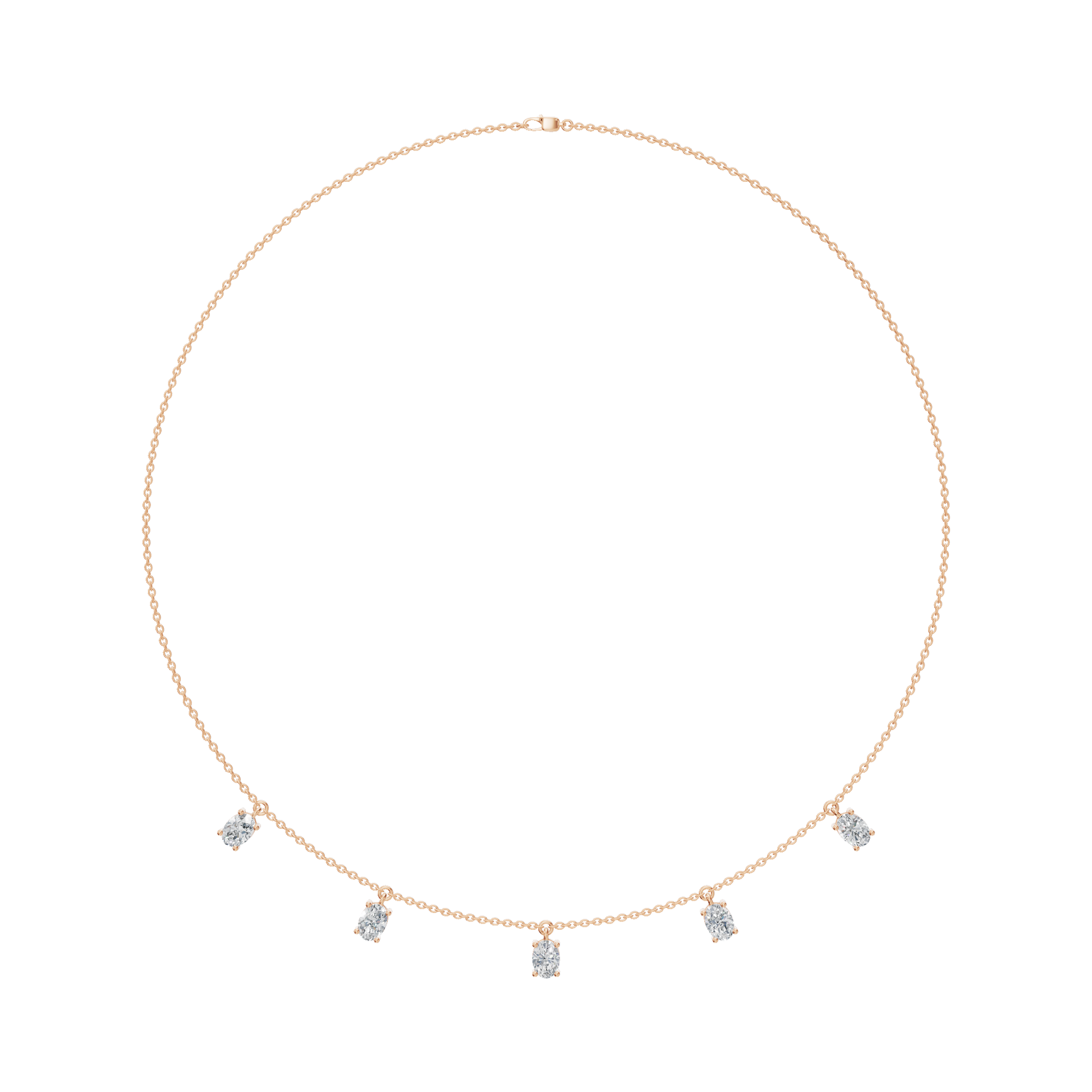 2.20 CTW Oval Diamond Necklace – Minimalist Station Drop Design