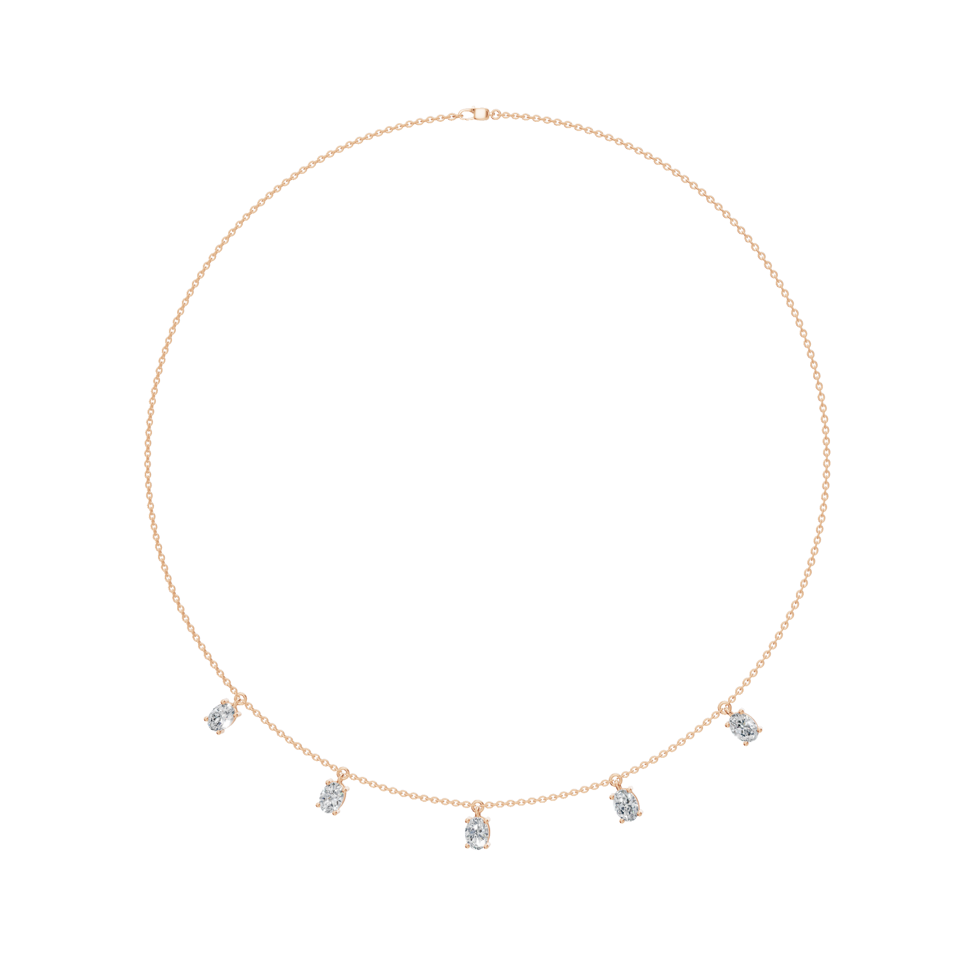 2.20 CTW Oval Diamond Necklace – Minimalist Station Drop Design