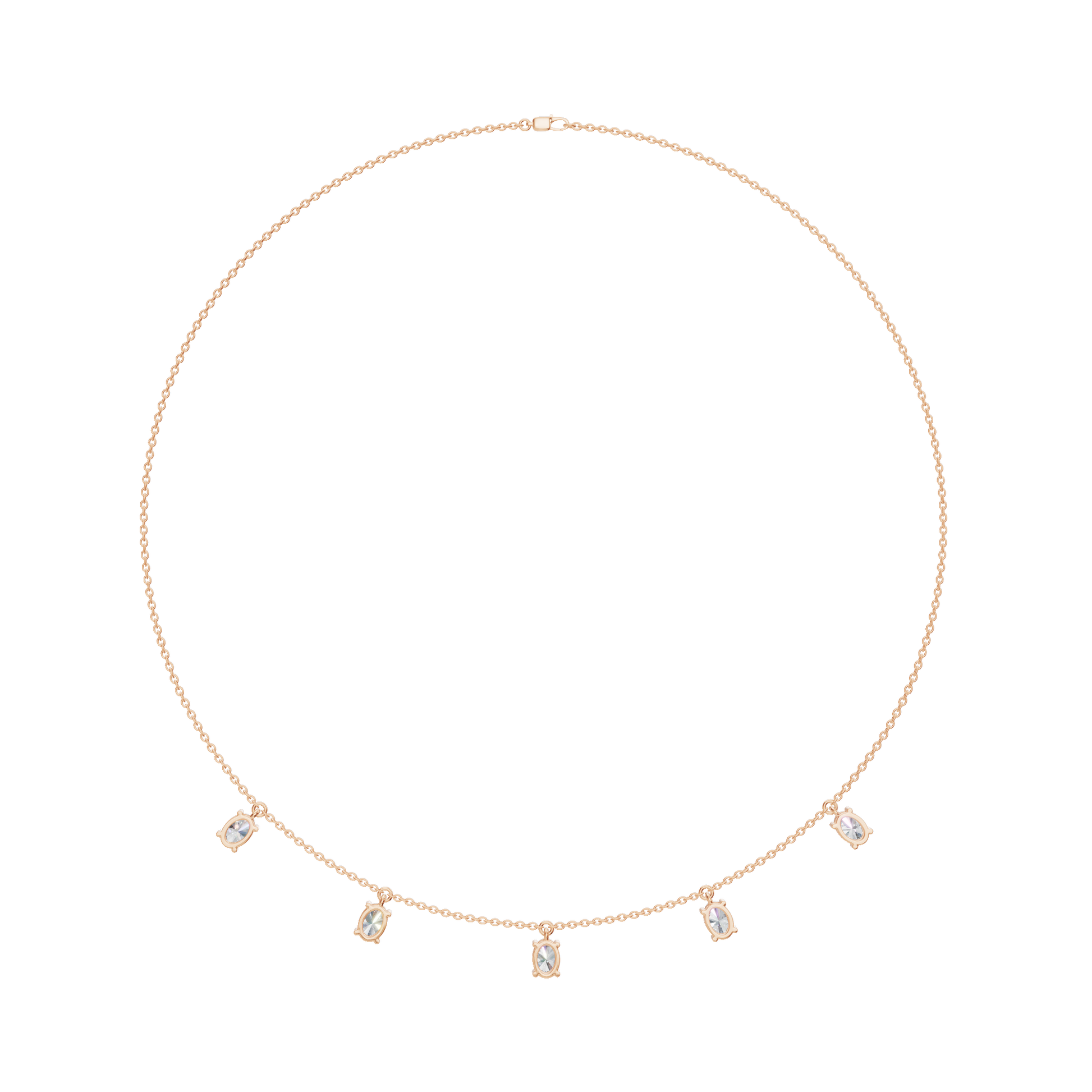 2.20 CTW Oval Diamond Necklace – Minimalist Station Drop Design