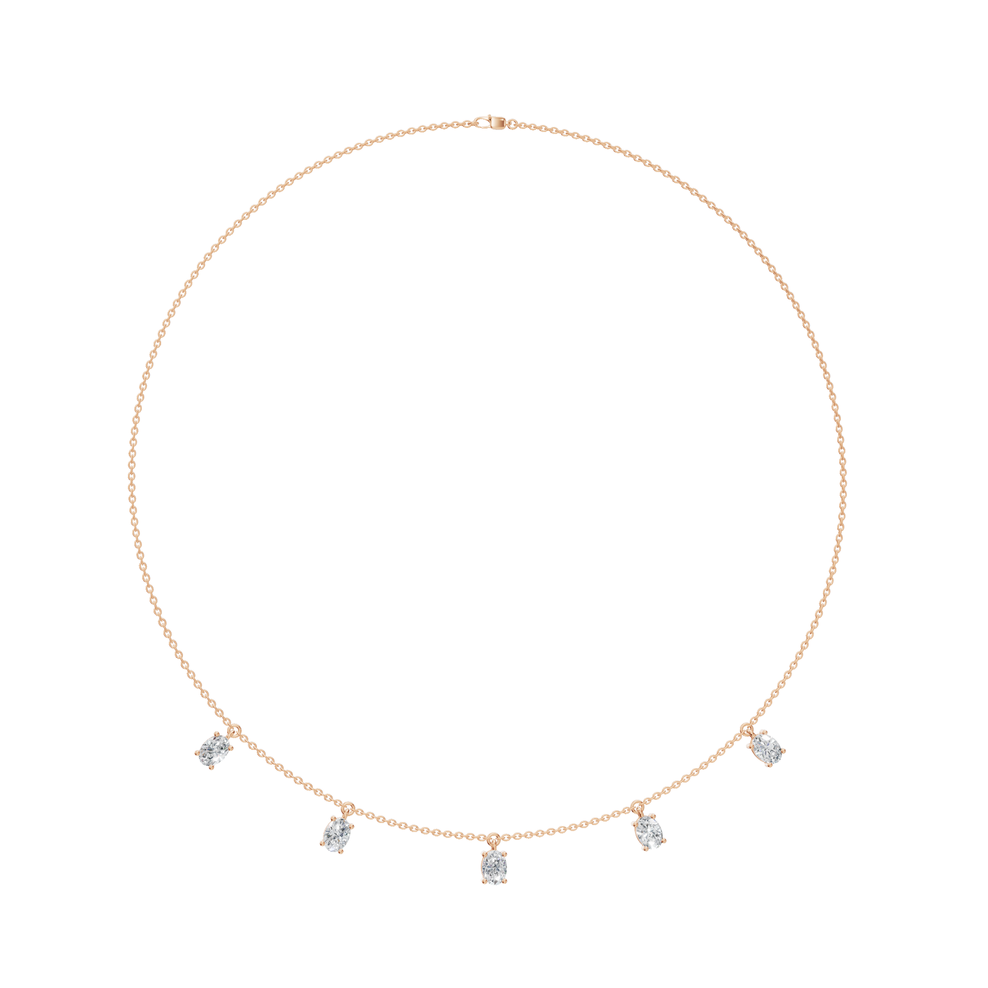 2.20 CTW Oval Diamond Necklace – Minimalist Station Drop Design
