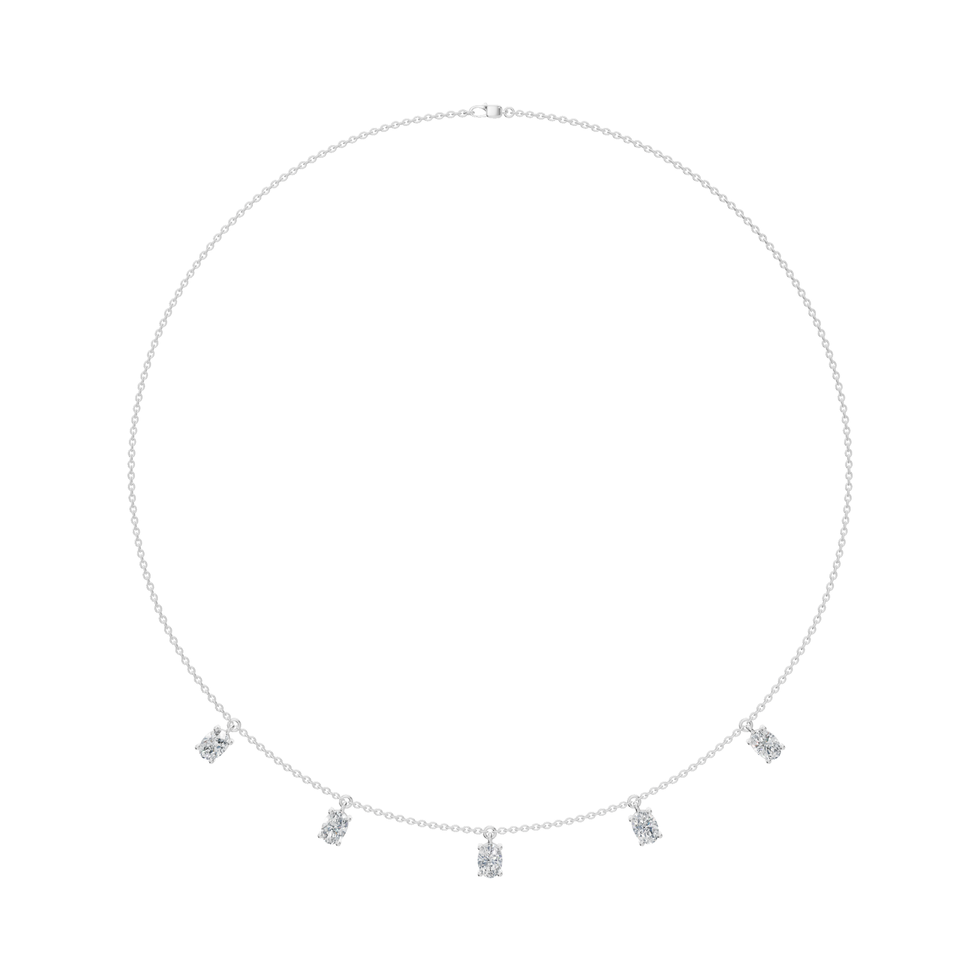 2.20 CTW Oval Diamond Necklace – Minimalist Station Drop Design