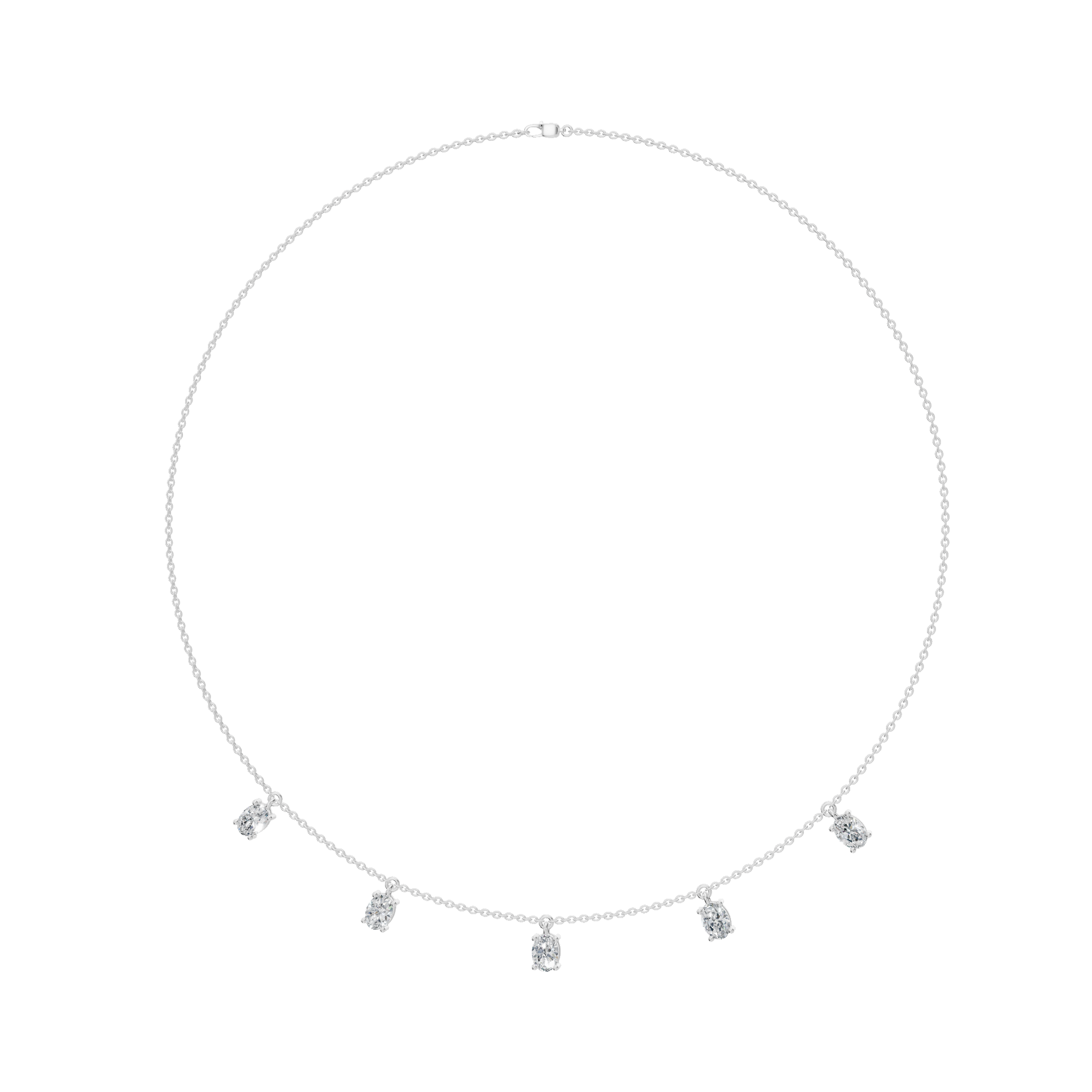 2.20 CTW Oval Diamond Necklace – Minimalist Station Drop Design