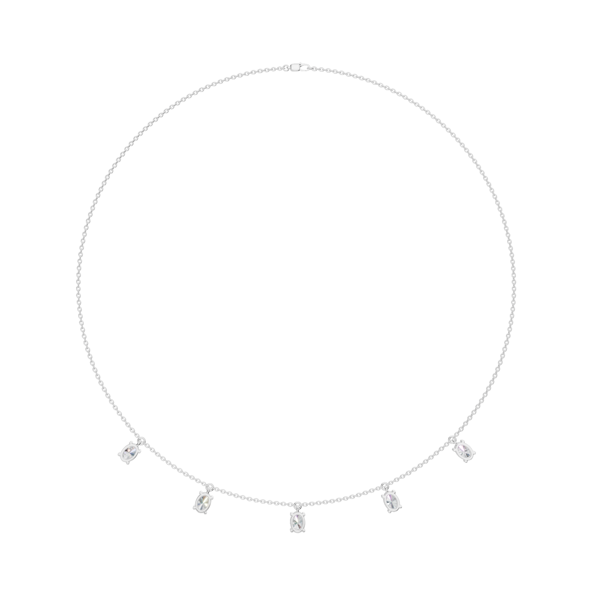 2.20 CTW Oval Diamond Necklace – Minimalist Station Drop Design