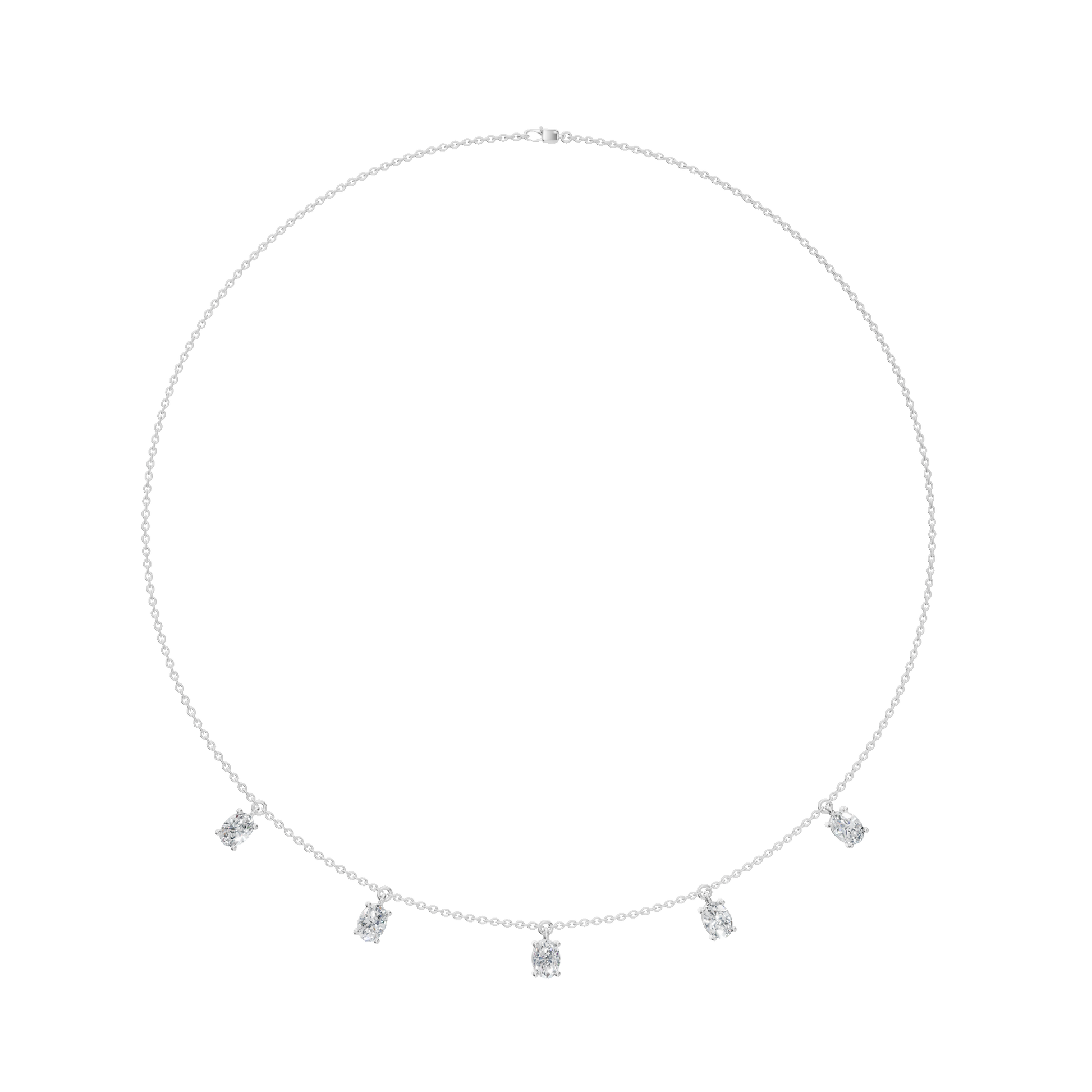 2.20 CTW Oval Diamond Necklace – Minimalist Station Drop Design
