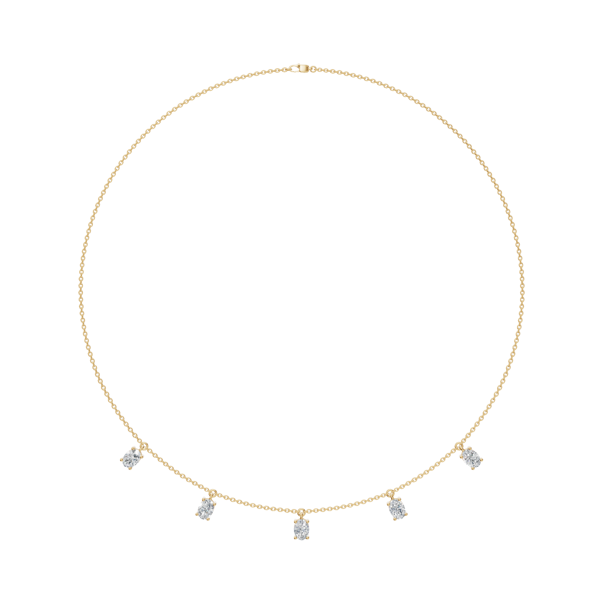 2.20 CTW Oval Diamond Necklace – Minimalist Station Drop Design