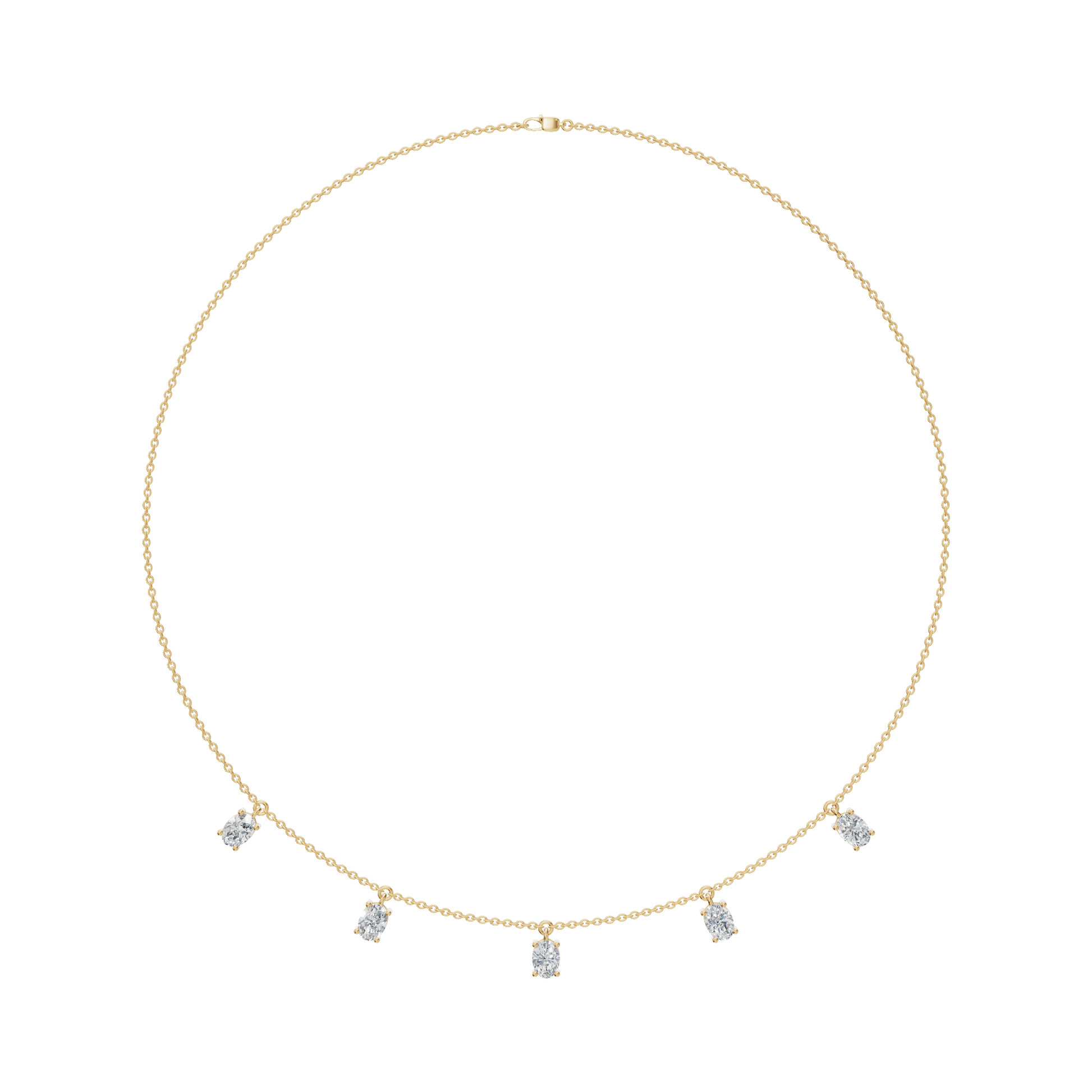 2.20 CTW Oval Diamond Necklace – Minimalist Station Drop Design